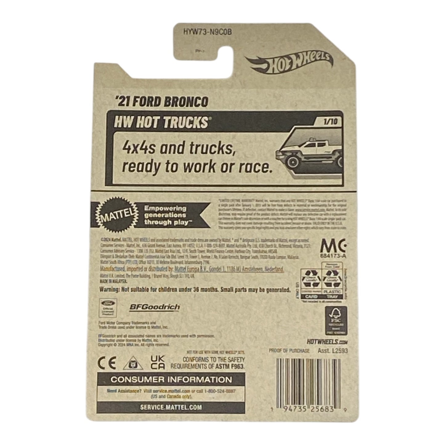 Hot Wheels '21 Ford Bronco - Hot Trucks Series 1/10