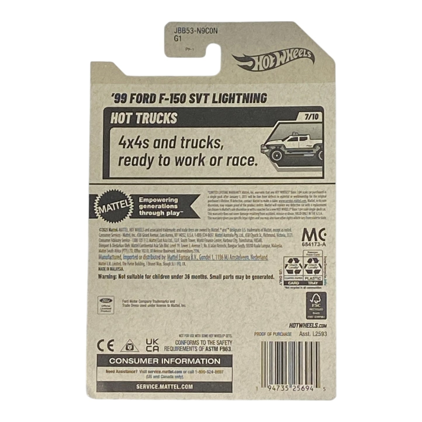 Hot Wheels '99 Ford F-150 SVT Lightning - Hot Trucks Series 7/10