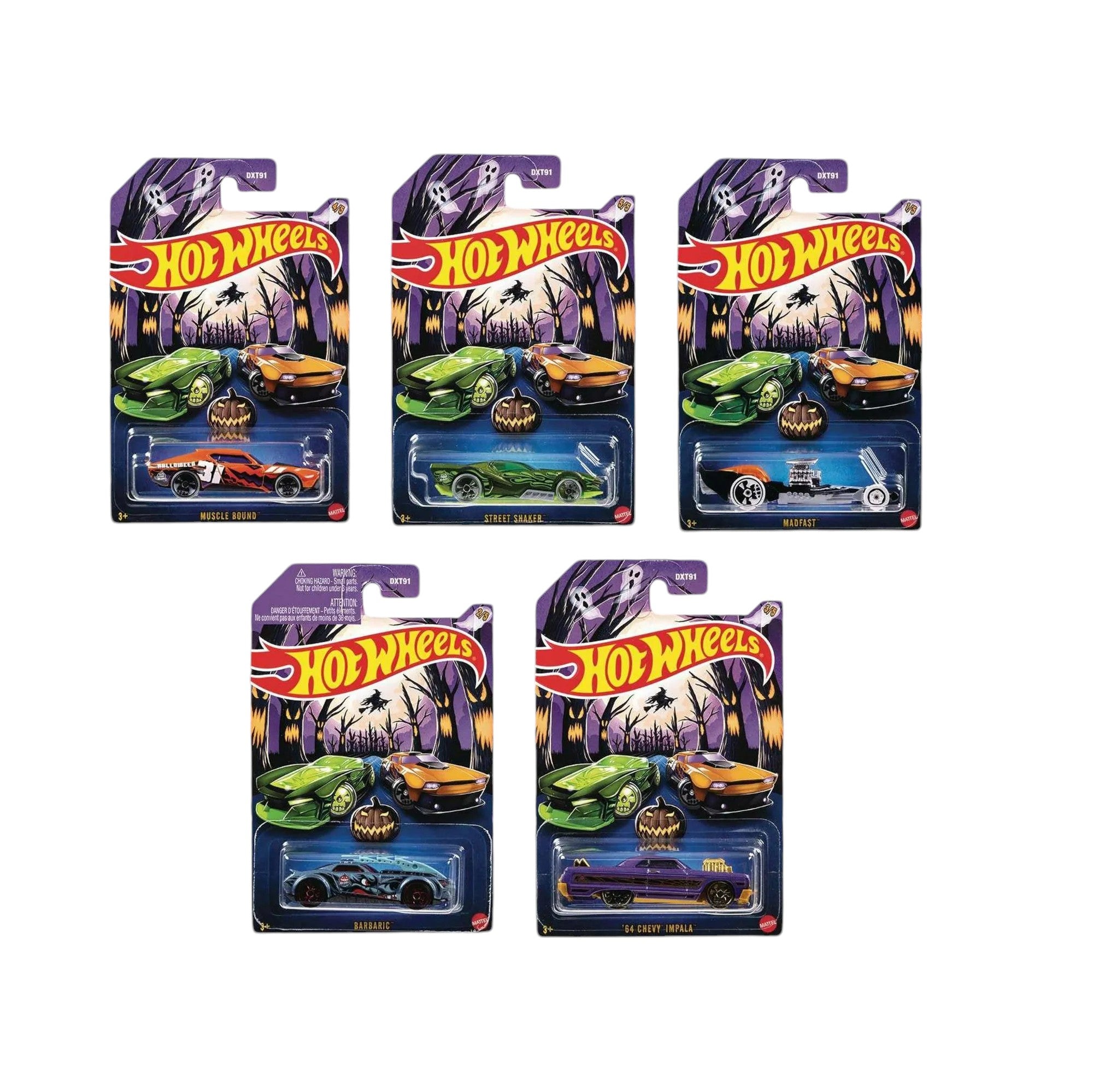 Hot Wheels Halloween 2024 Complete Set of 5 Die Cast Cars