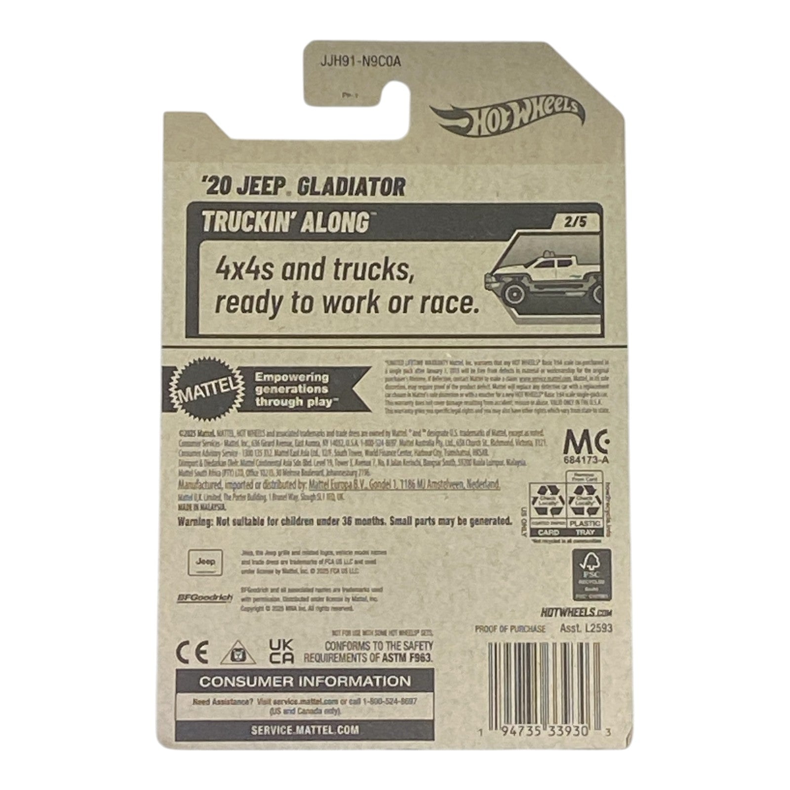 Hot Wheels '20 Jeep Gladiator - Truckin' Along Series 2/5 - Collectors World Toys