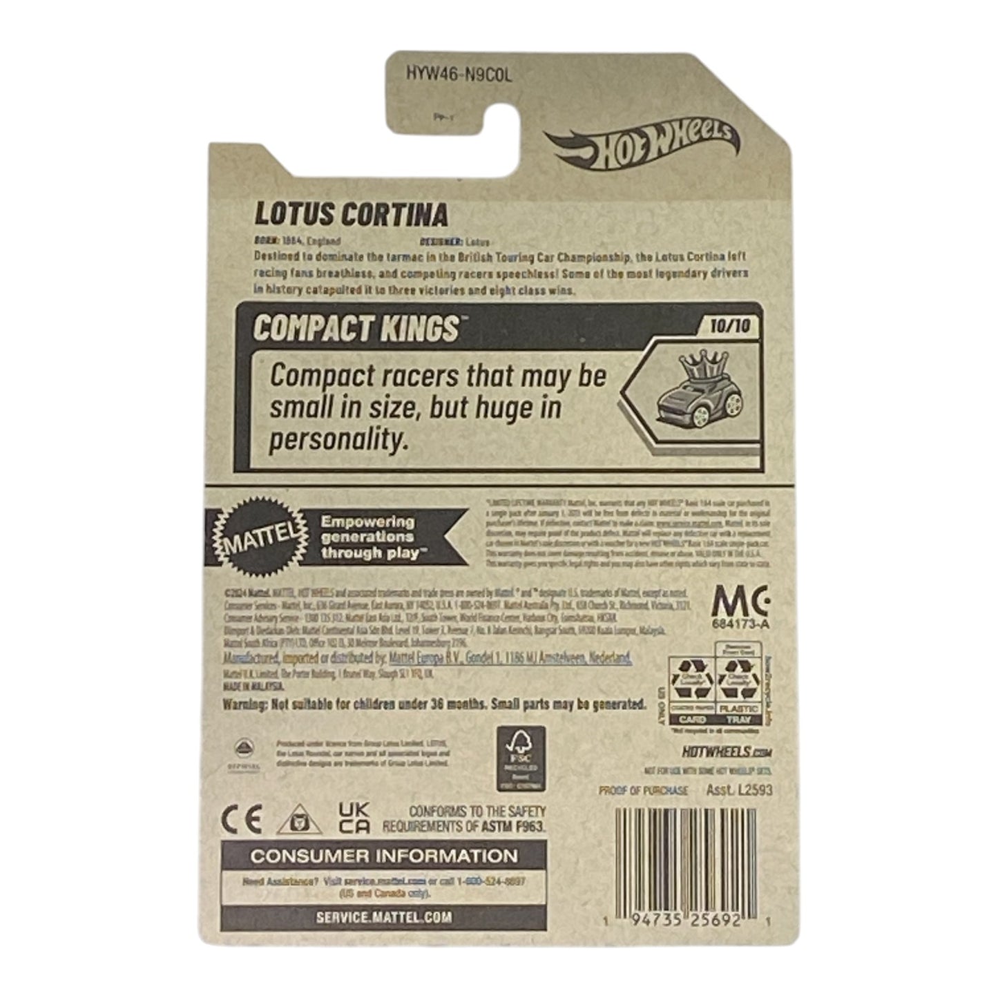 Hot Wheels Lotus Cortina - Compact kings Series 10/10