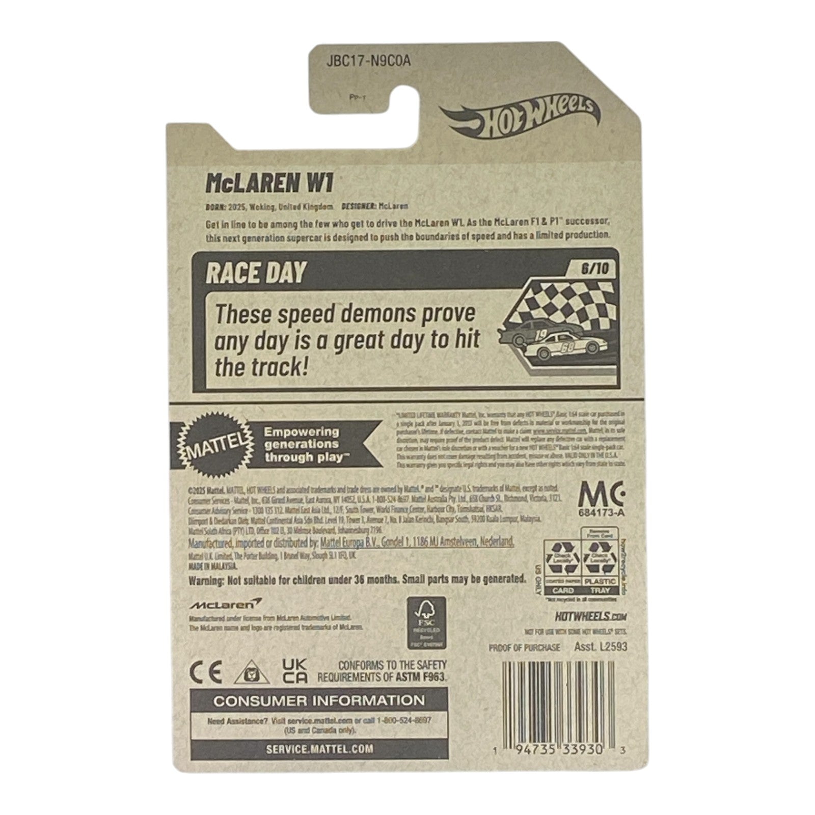 Hot Wheels McLaren W1 - HW Race Day Series 6/10 - Collectors World Toys