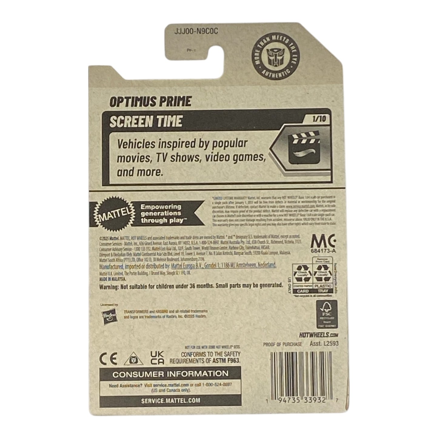 Hot Wheels Optimus Prime - HW Screen Time Series 1/10