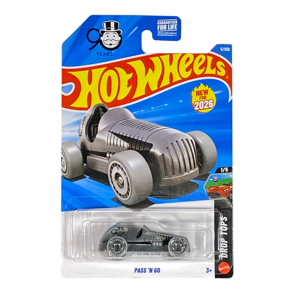 Hot Wheels Pass ’N Go 2026 Drop Tops 1/5 5/250 Monopoly 90 Years Die-Cast Car