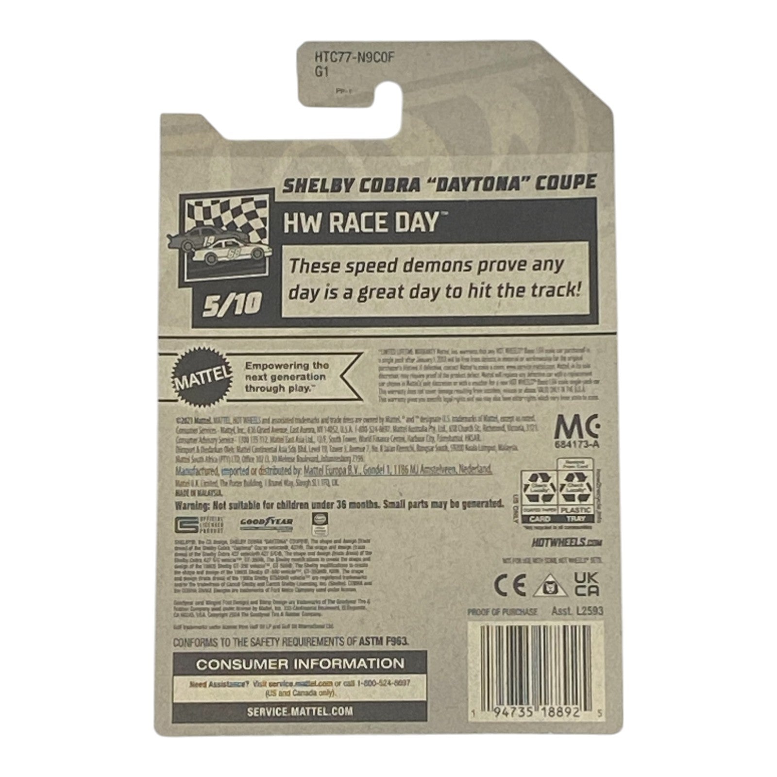 Hot Wheels Shelby Cobra Daytona Coupe - HW Race Day Series 5/10