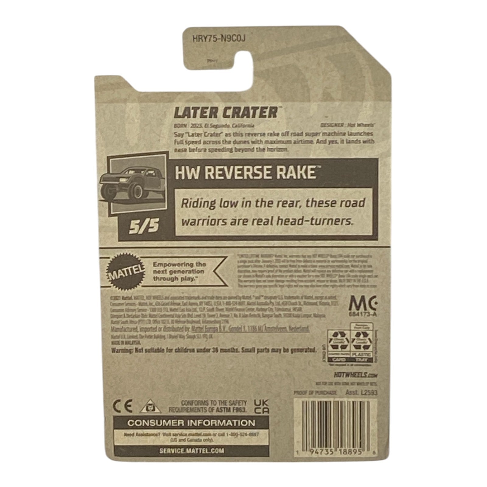 Hot Wheels Later Crater - Reverse Rake Series 5/5 -