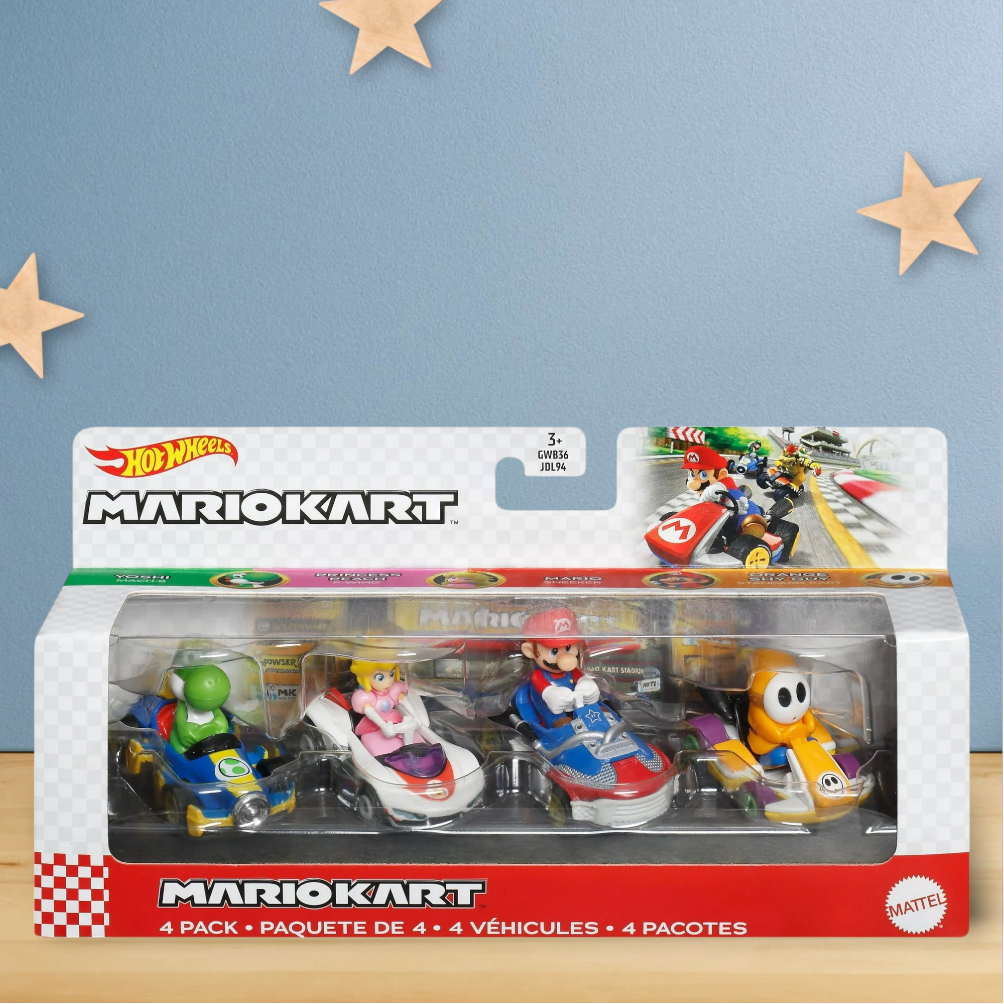 Hot Wheels Mario Kart Vehicle 4-Pack with 1 Exclusive Collectible Model