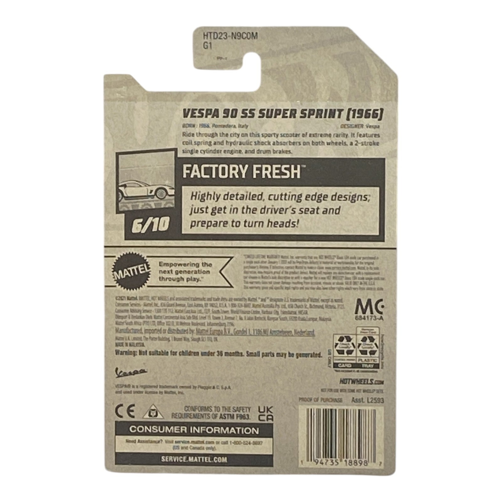 Hot Wheels Vespa 90 SS Super Sprint (1966) - Factory Fresh Series 6/10