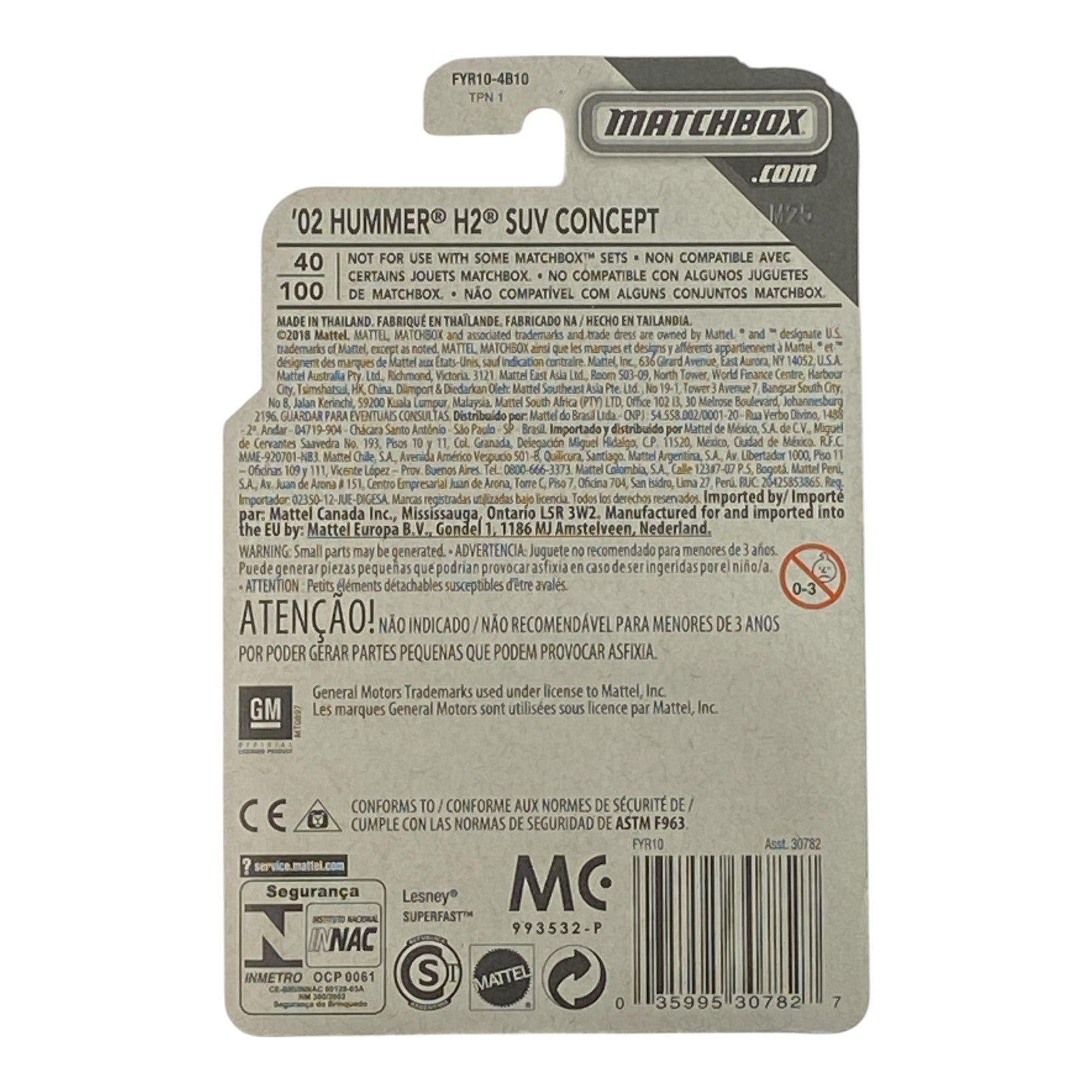 Matchbox '02 Hummer H2 SUV Concept - MBX Contruction Series 6/20 - Collectors World Toys