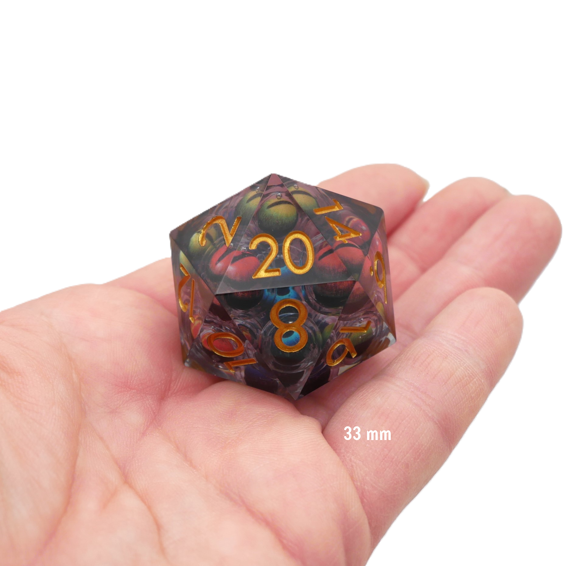 Hydra's Eyes | Giant D20 Moving Eye DnD Dice | Acrylic RPG Gaming Dice - Collectors World Toys