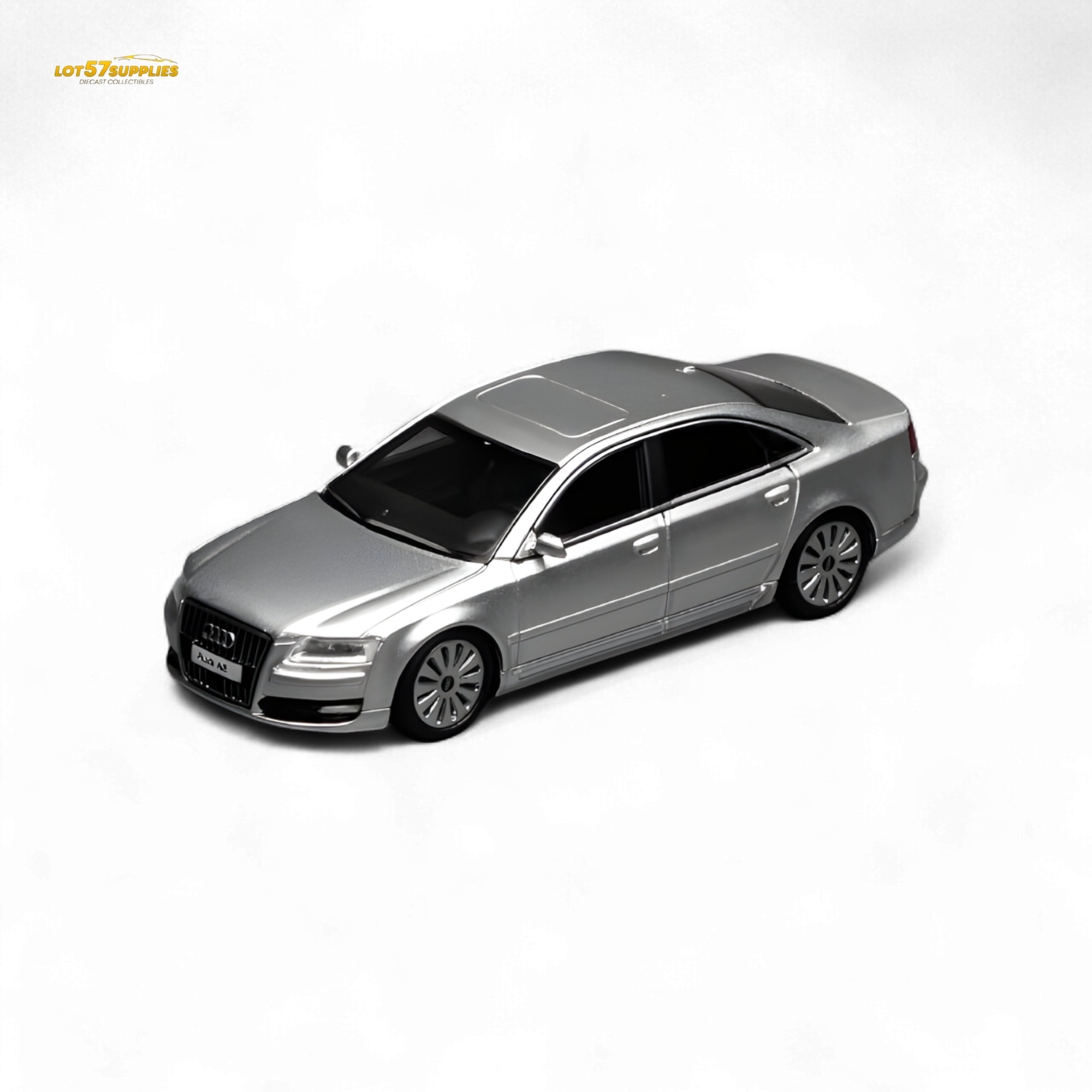 (Pre-Order) Motorhelix 2008 Audi A8 D3 Facelift - Ice Silver Metallic 1:64 Main image