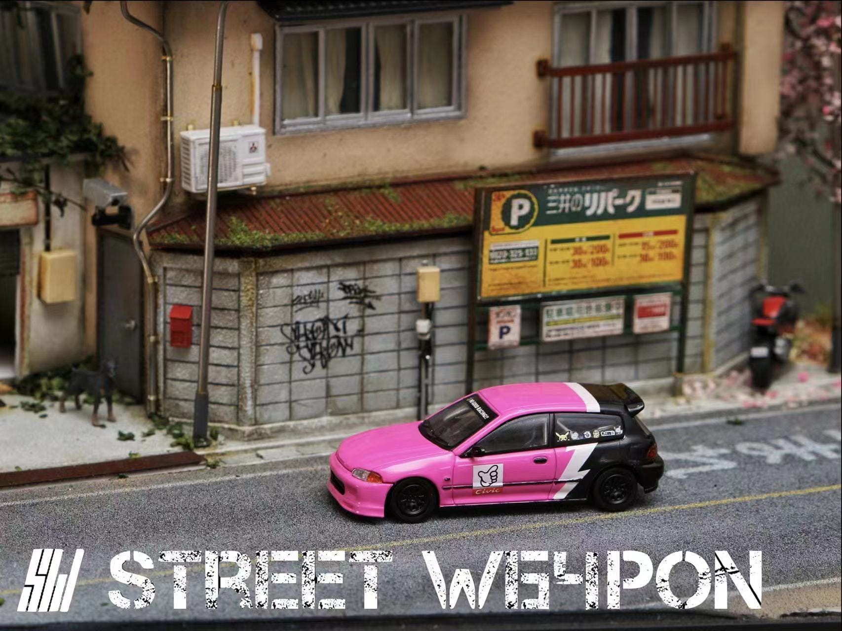 Street Weapon Honda Civic EG6 "No Good Racing" Pink 1:64 - Collectors World Toys