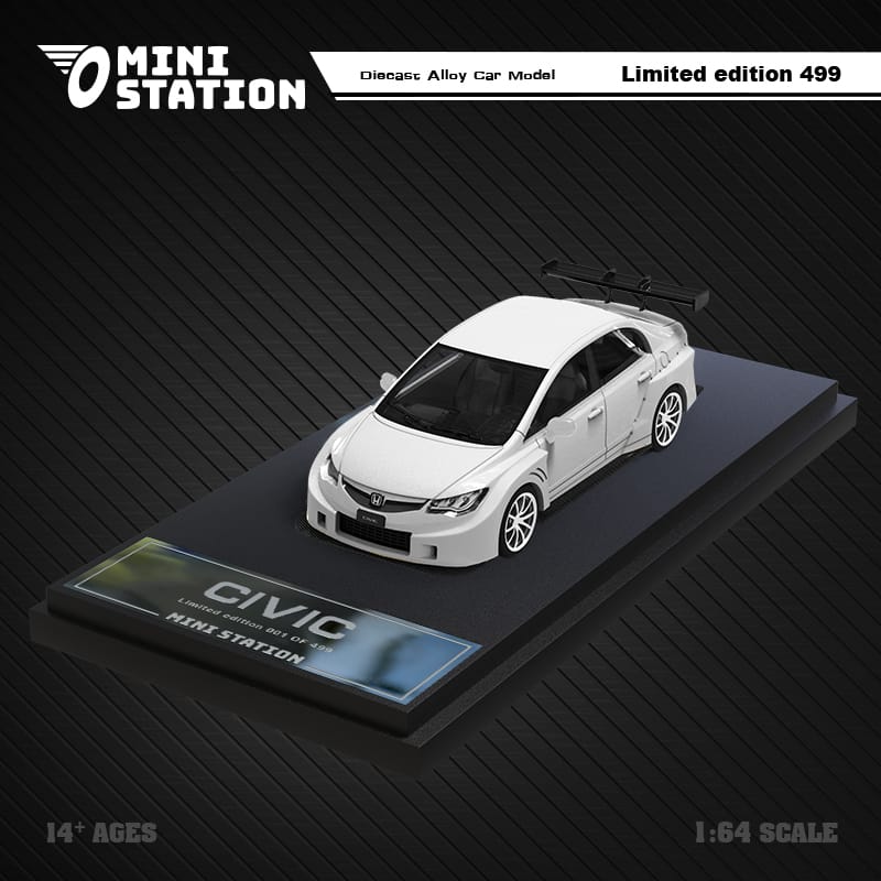 Mini Station Honda Civic FD2 White Widebody 1:64 - Collectors World Toys