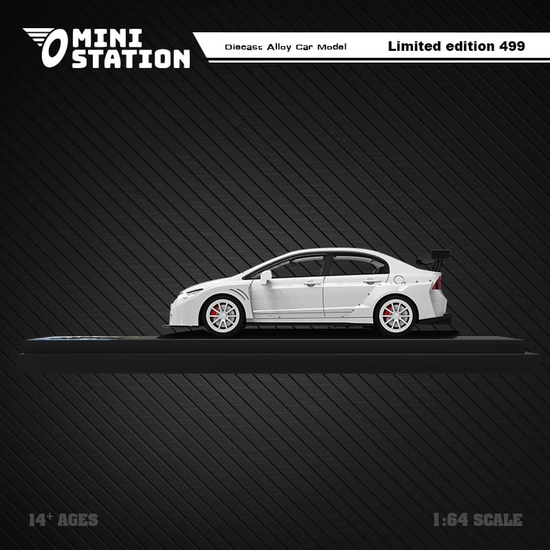 Mini Station Honda Civic FD2 White Widebody 1:64 - Collectors World Toys