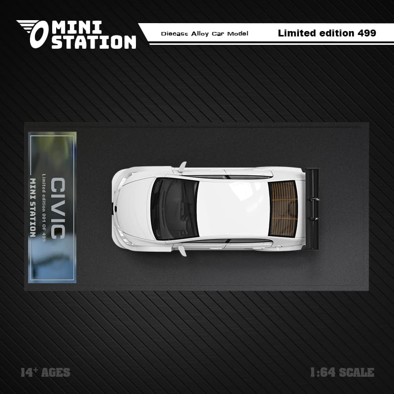 Mini Station Honda Civic FD2 White Widebody 1:64 - Collectors World Toys