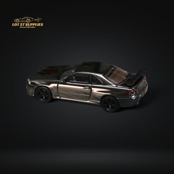 Street Weapon Skyline GTR R34 V-SPEC-II Chrome Plated Limited to 599 Pcs 1:64