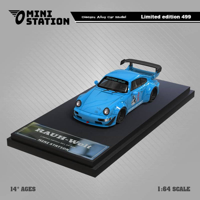 Mini Station Porsche 911 964 RWB HIDEYOSHI blue Ordinary 1:64 - Collectors World Toys Hover Image