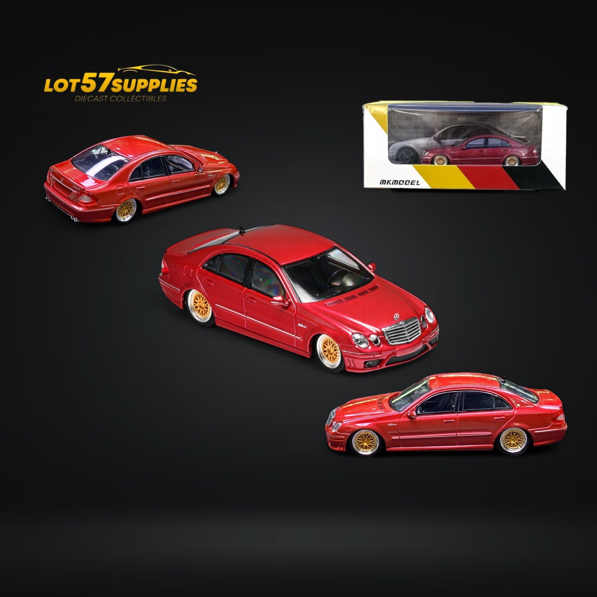 MK Model Mercedes-Benz E63 AMG W211 Lowered in Red Limited to 299 Pcs 1:64 Main image