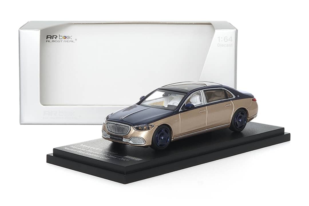 AR BOX 2021 Mercedes-Benz Maybach W223 Blue-Gold 2-Tone Licensed Product 1:64 - Collectors World Toys