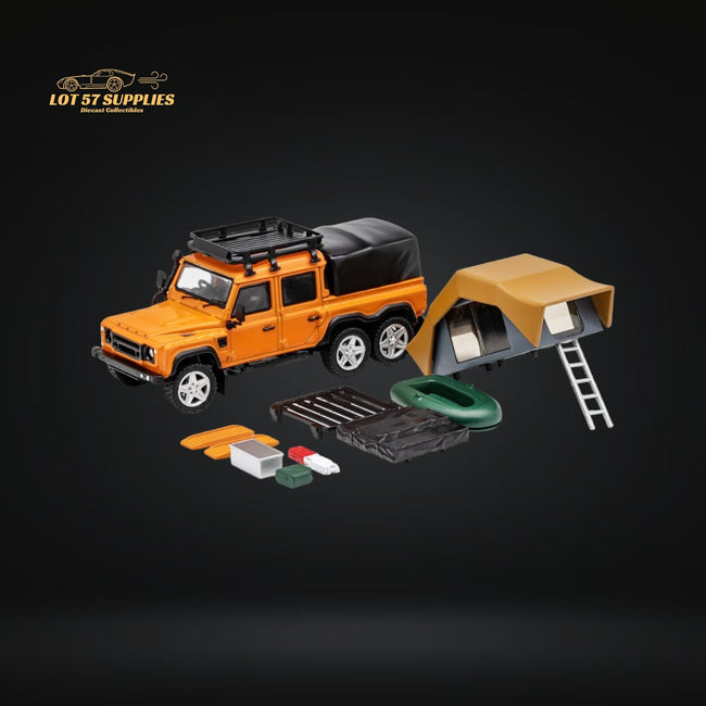GCD Land Rover Defender 6x6 Orange Camping Modified 1:64 KS-053-287 - Collectors World Toys Hover Image