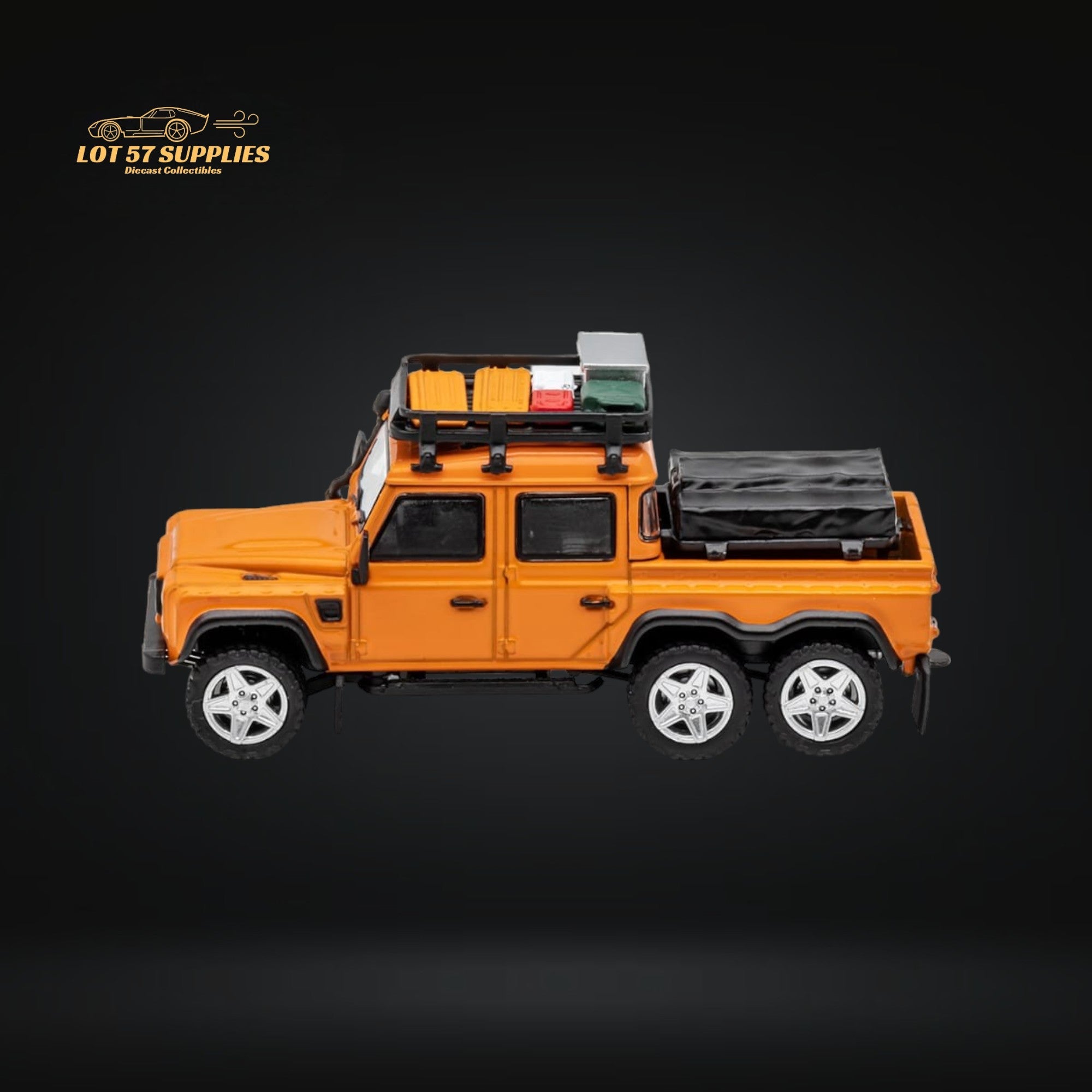 GCD Land Rover Defender 6x6 Orange Camping Modified 1:64 KS-053-287 - Collectors World Toys