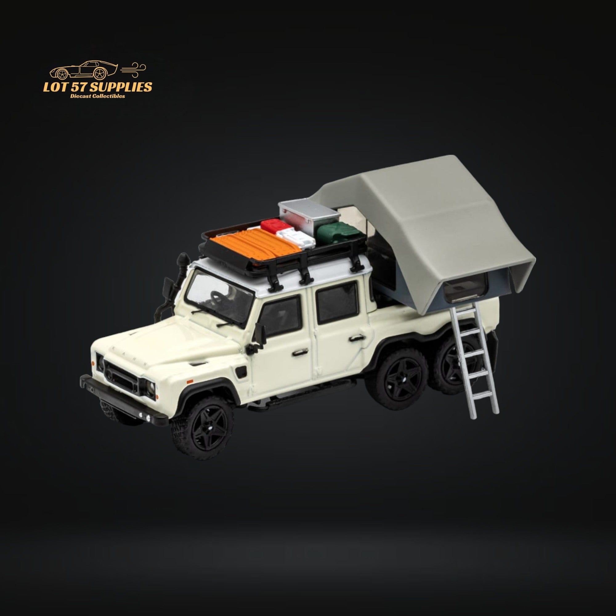 GCD Land Rover Defender 6x6 Off-White Camping Modified 1:64 KS-053-286 - Collectors World Toys