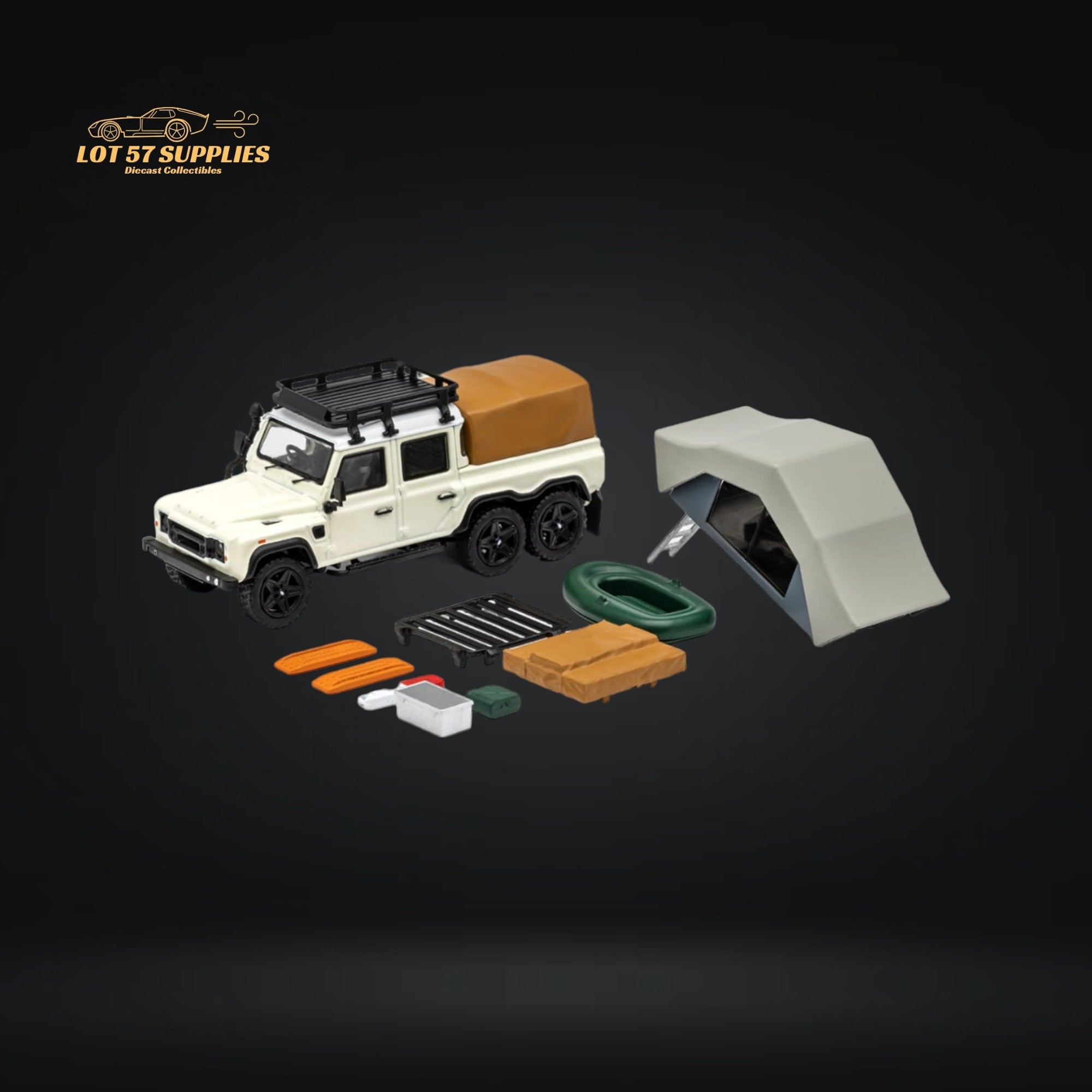 GCD Land Rover Defender 6x6 Off-White Camping Modified 1:64 KS-053-286 Main image