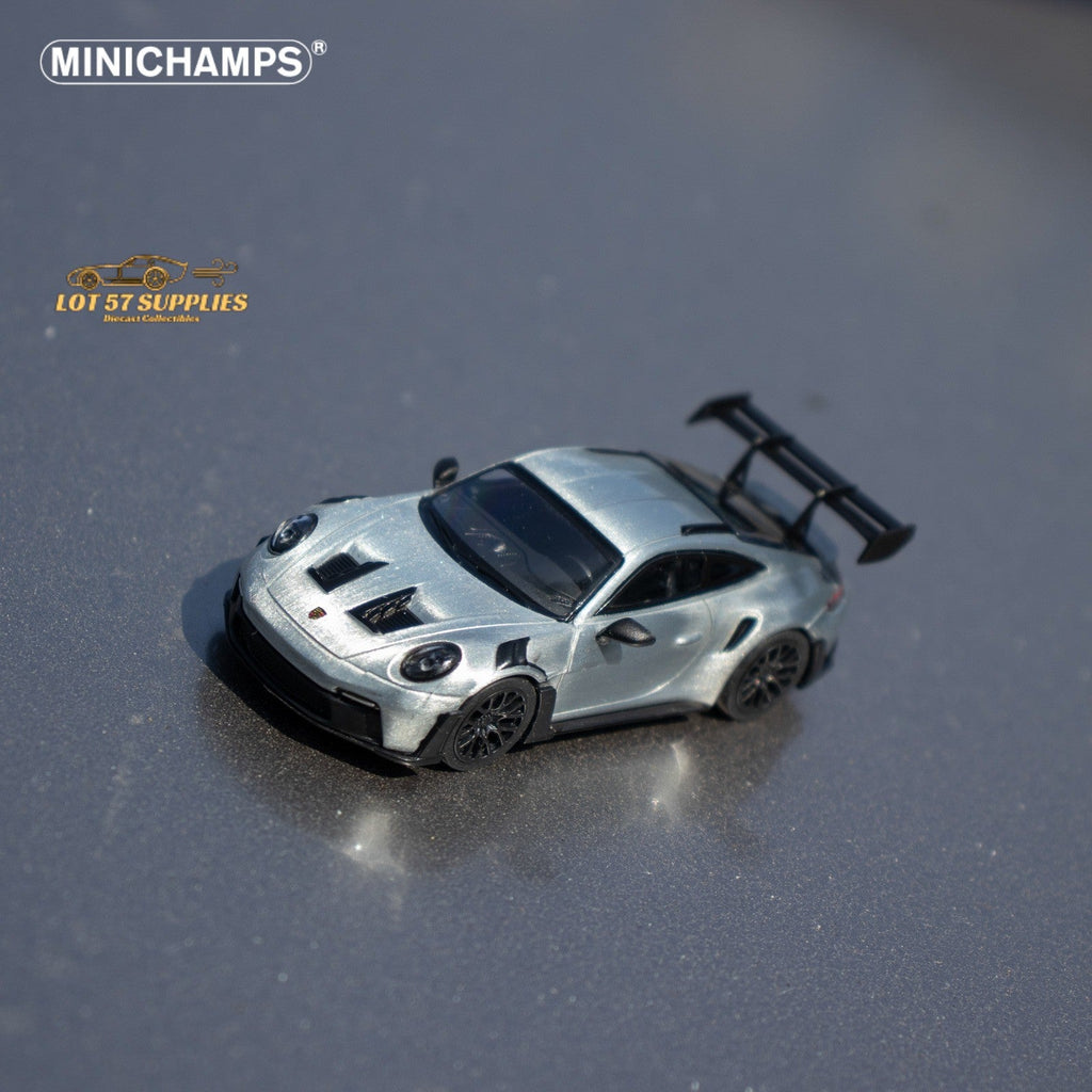 Minichamps X CLDC Exclusive Porsche 911 GT3 RS in Raw Silver English Magazine Version 1:64 (MAGAZINE INCLUDED) - Collectors World Toys