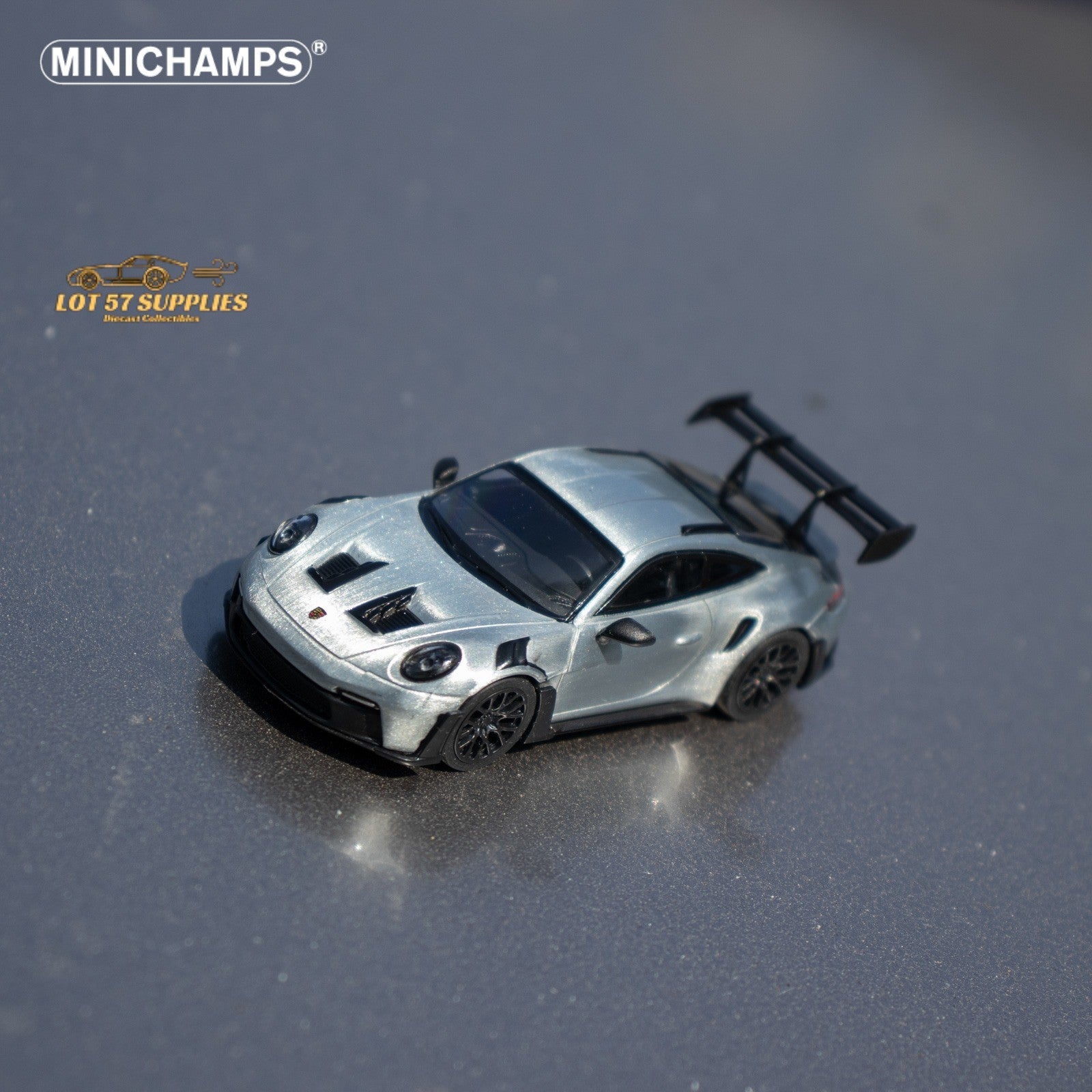 Minichamps X CLDC Exclusive Porsche 911 GT3 RS in Raw Silver English Magazine Version 1:64 (MAGAZINE INCLUDED) - Collectors World Toys