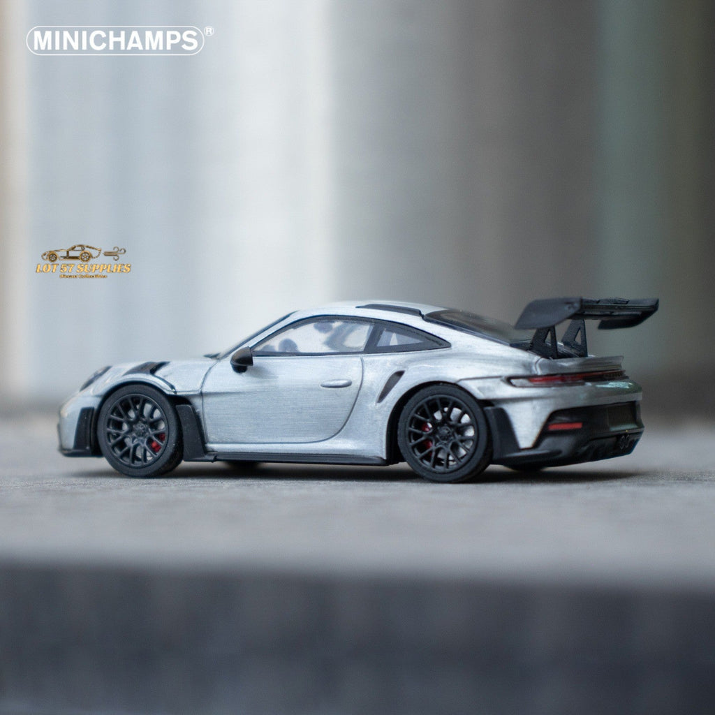Minichamps X CLDC Exclusive Porsche 911 GT3 RS in Raw Silver English Magazine Version 1:64 (MAGAZINE INCLUDED) - Collectors World Toys