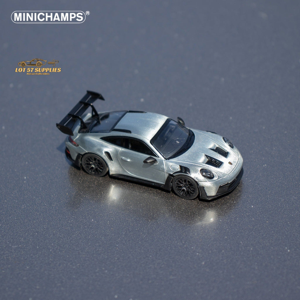 Minichamps X CLDC Exclusive Porsche 911 GT3 RS in Raw Silver English Magazine Version 1:64 (MAGAZINE INCLUDED) - Collectors World Toys
