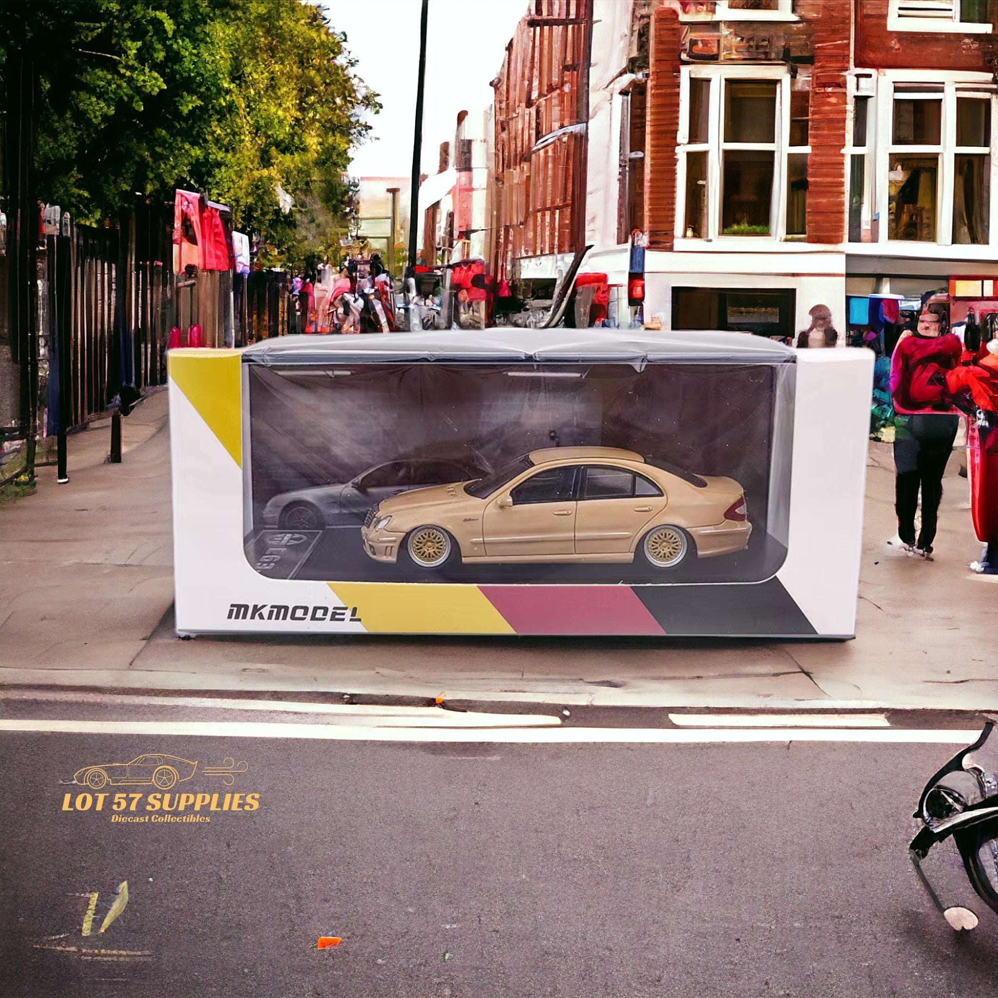 MK Model Mercedes-Benz E63 AMG W211 Lowered in Desert Yellow 1:64 - Collectors World Toys