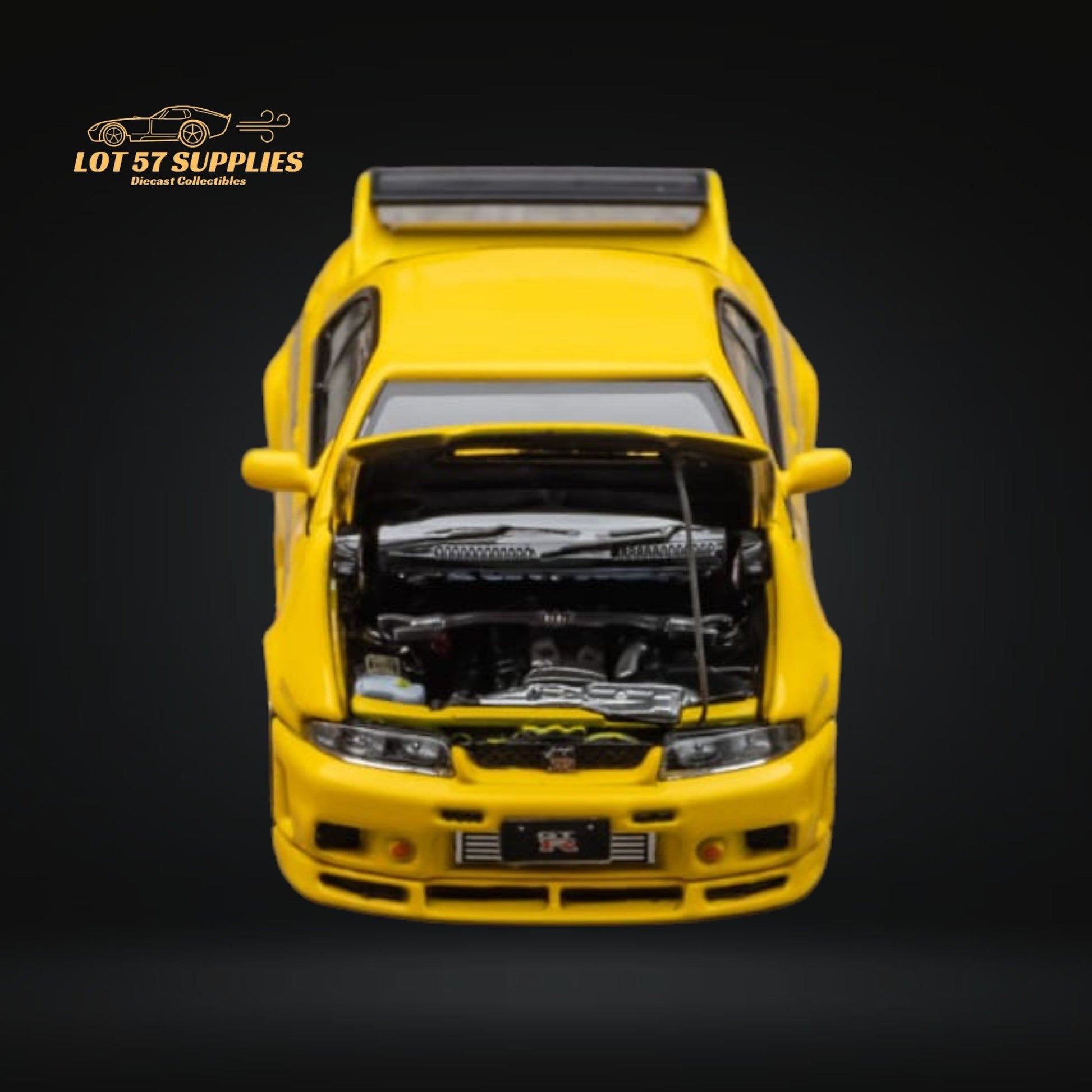 Focal Horizon Skyline R33 GT-R 4TH Gen 400R in Yellow Openable Hood 1:64