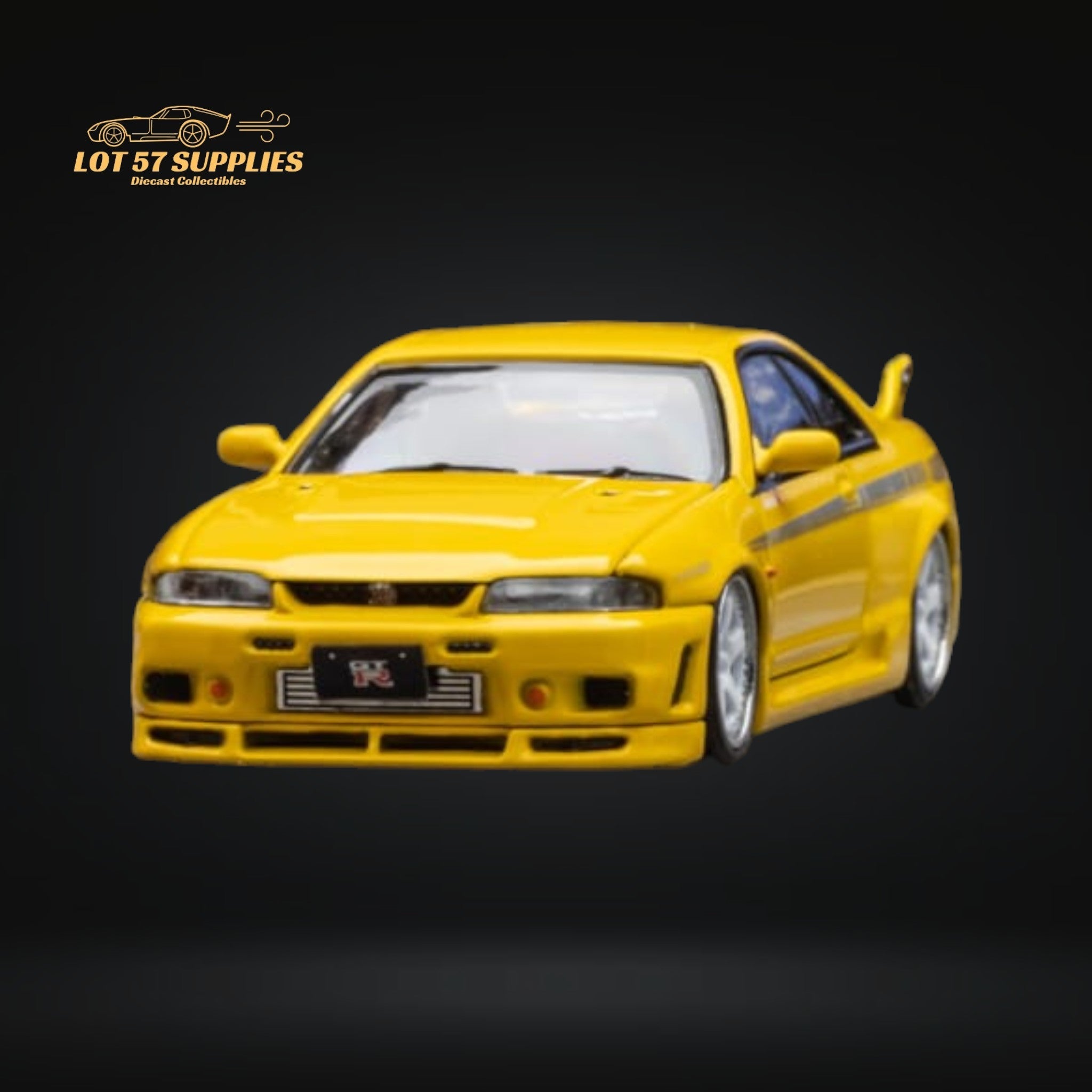 Focal Horizon Skyline R33 GT-R 4TH Gen 400R in Yellow Openable Hood 1:64 Main image