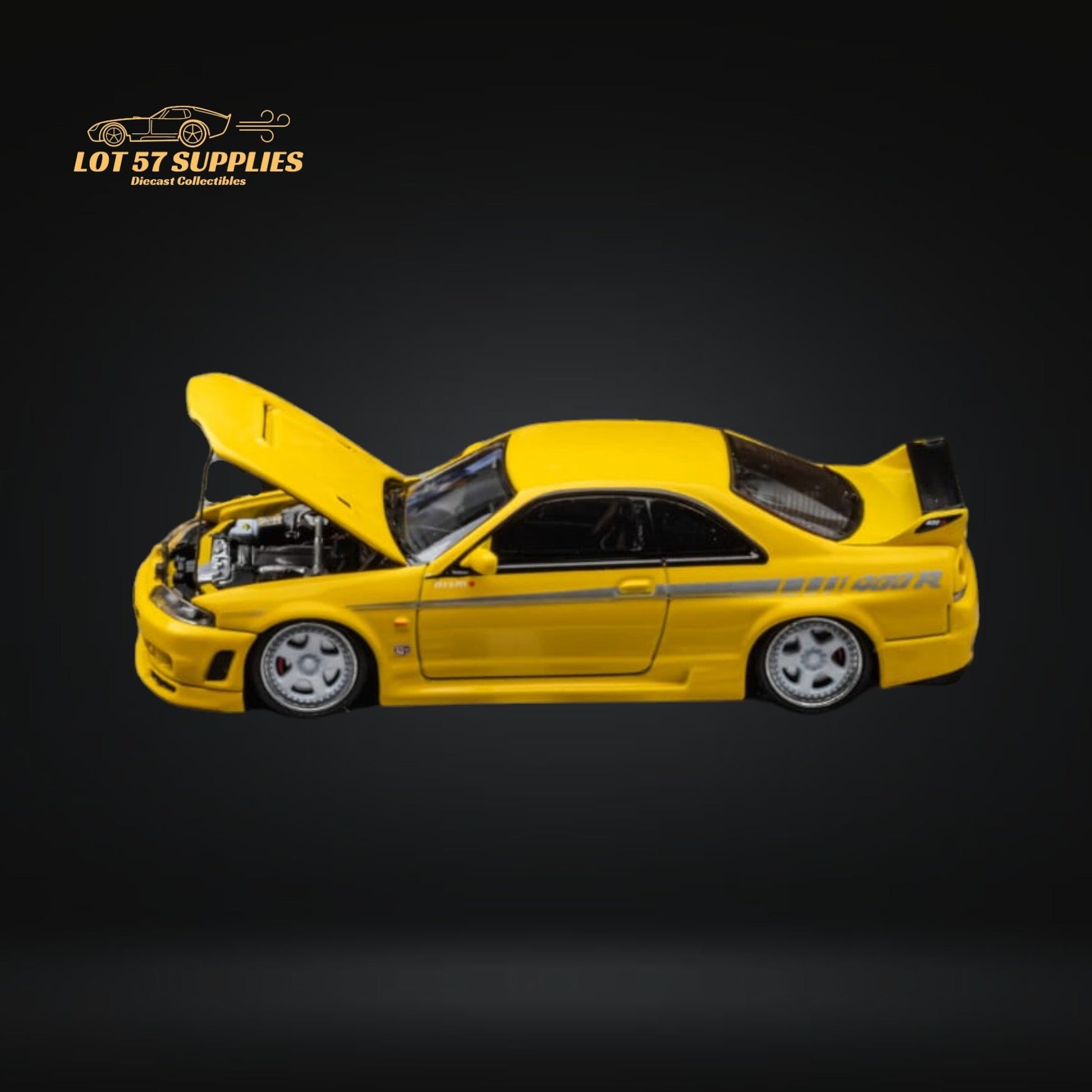 Focal Horizon Skyline R33 GT-R 4TH Gen 400R in Yellow Openable Hood 1:64