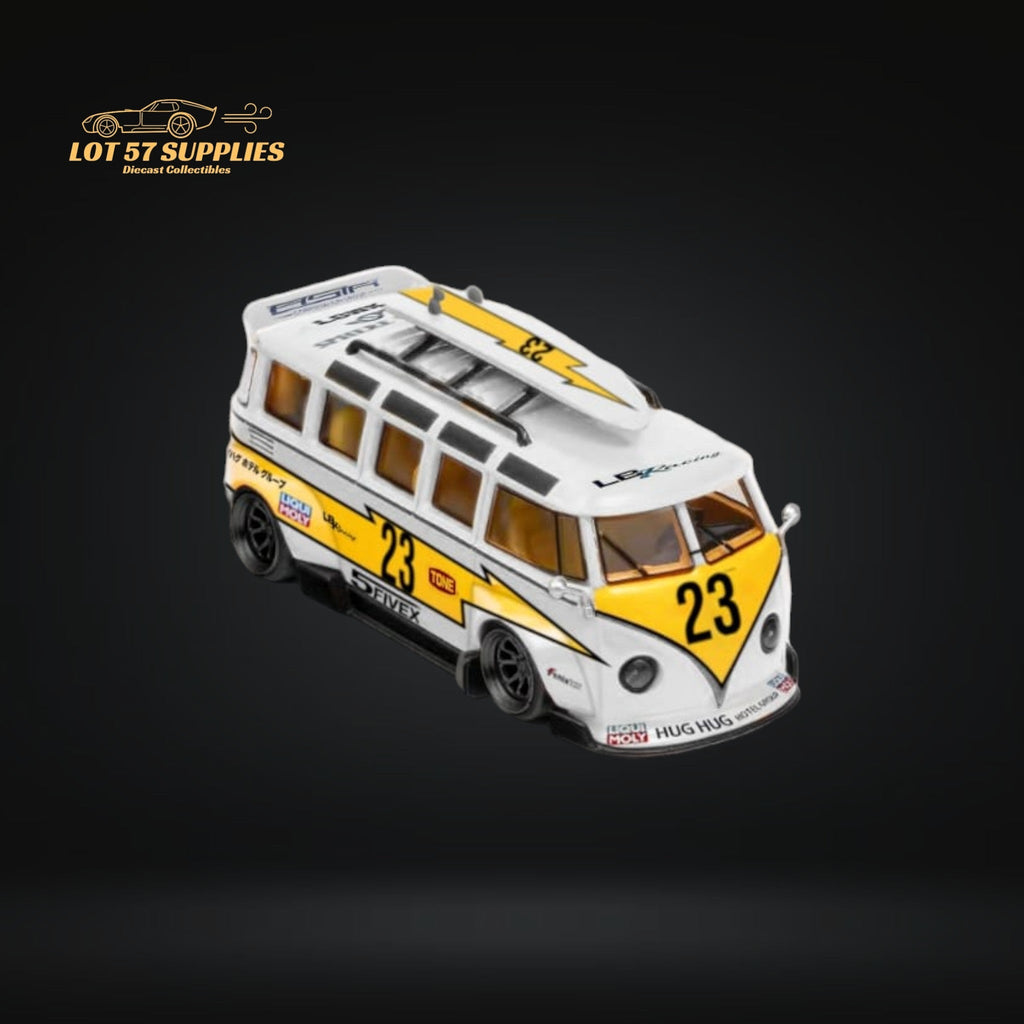 LF Model Volkswagen T1 Kombi WideBody with Surfboard in Flash #23 Livery 1:64 - Collectors World Toys