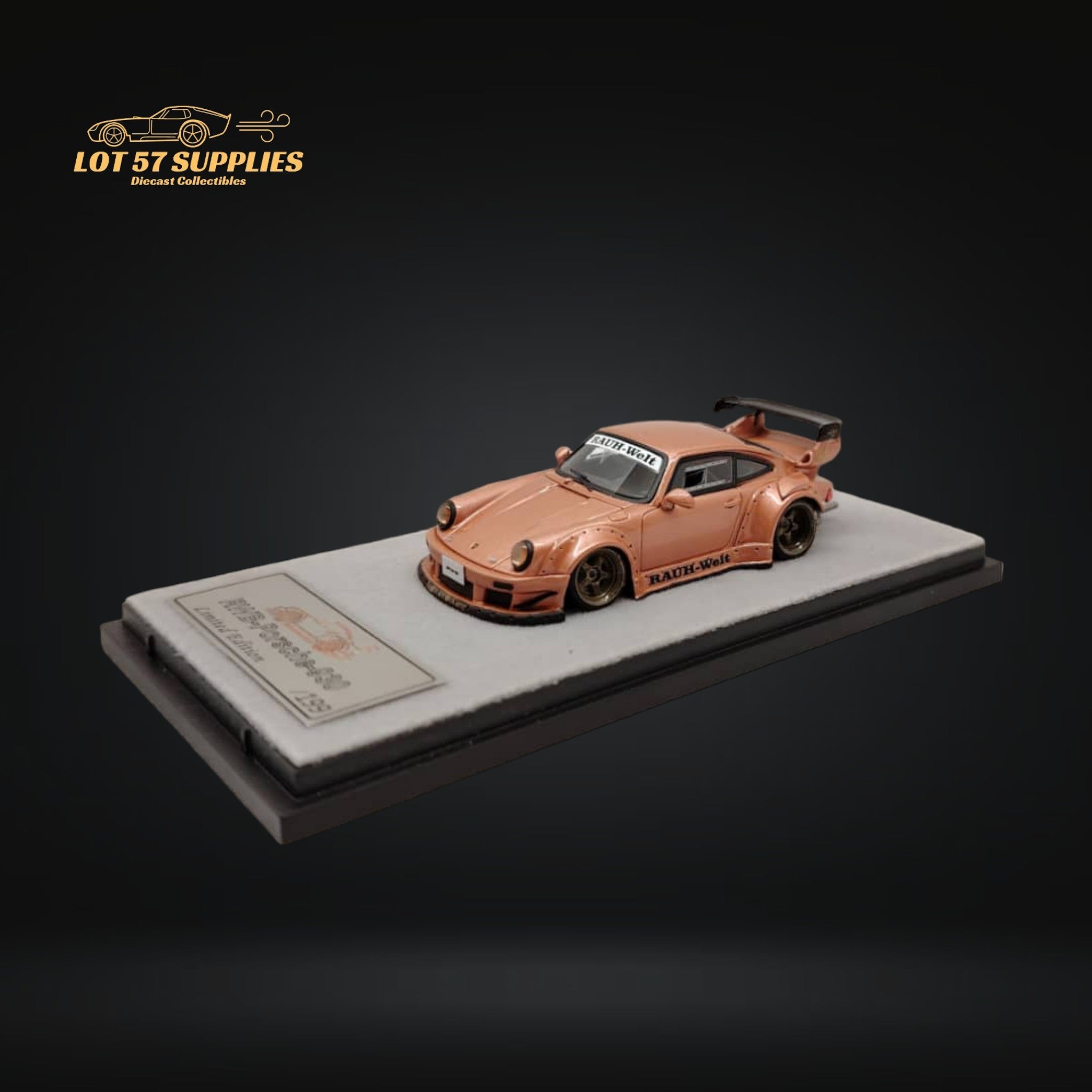 QIDIAN Porsche RWB 930 GT Wing in Champagne Gold Resin Model 1:64 Main image