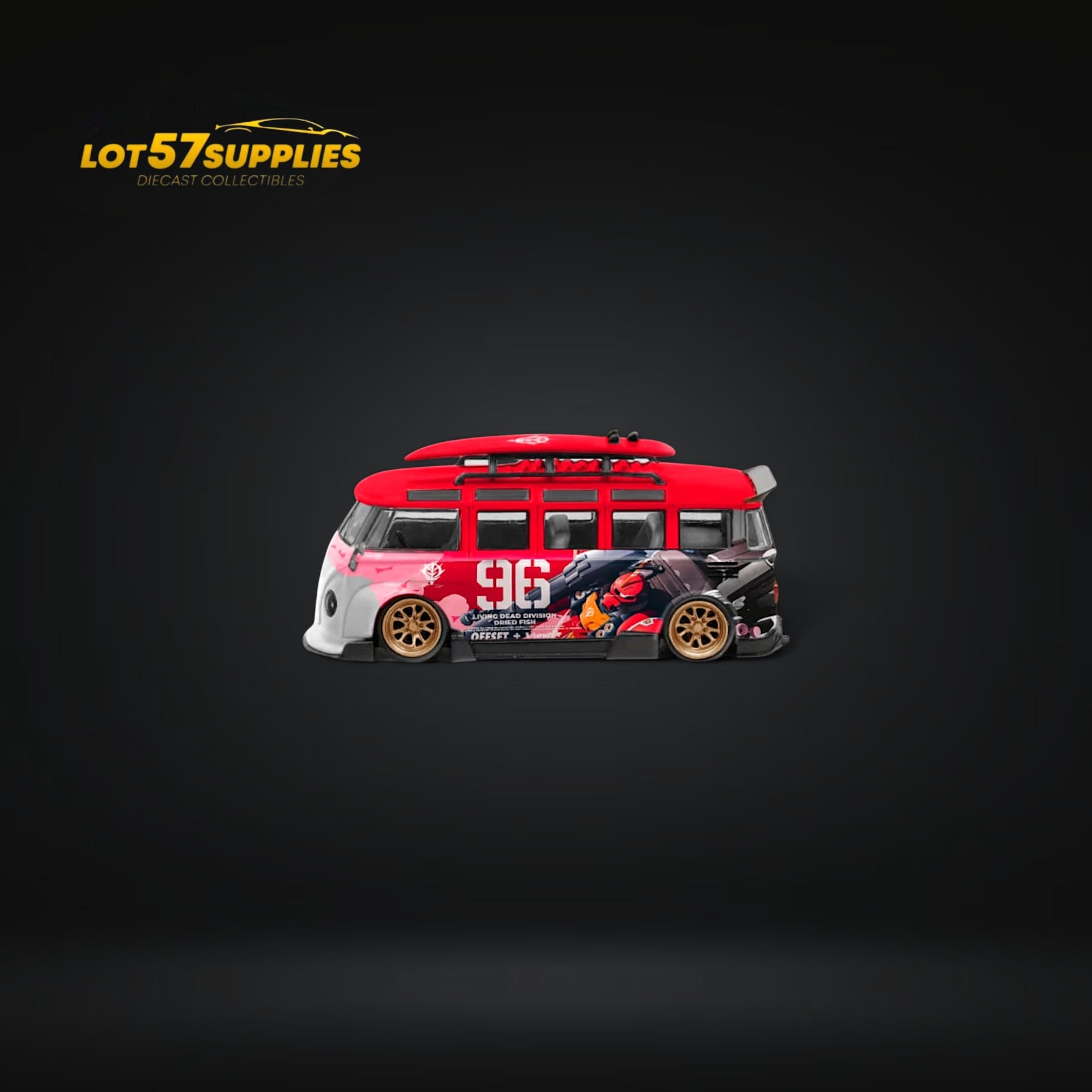 LF Model Volkswagen T1 Kombi WideBody with Surfboard in Akiba #96 Livery 1:64 - Collectors World Toys