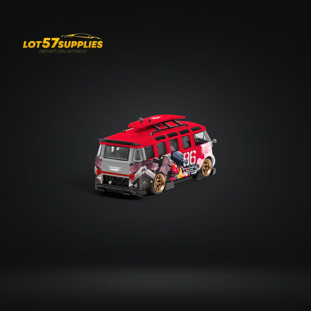 LF Model Volkswagen T1 Kombi WideBody with Surfboard in Akiba #96 Livery 1:64 - Collectors World Toys