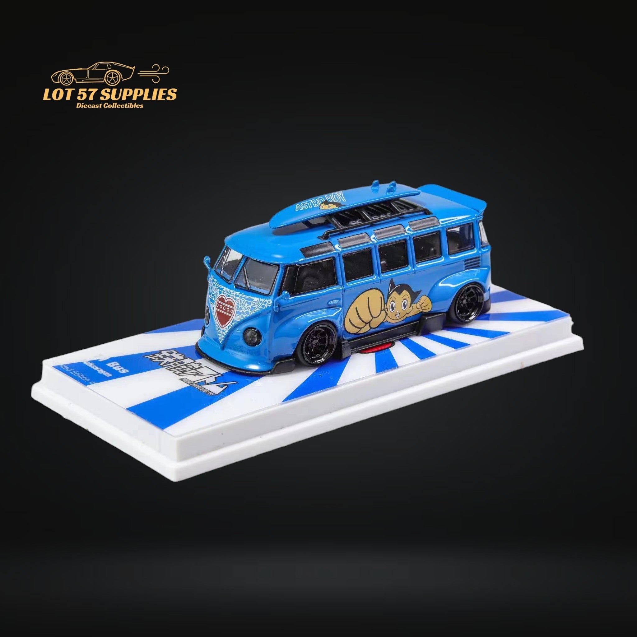Flame Model VW Volkswagen T1 Van Bus Astro Boy Blue 1:64 Main image