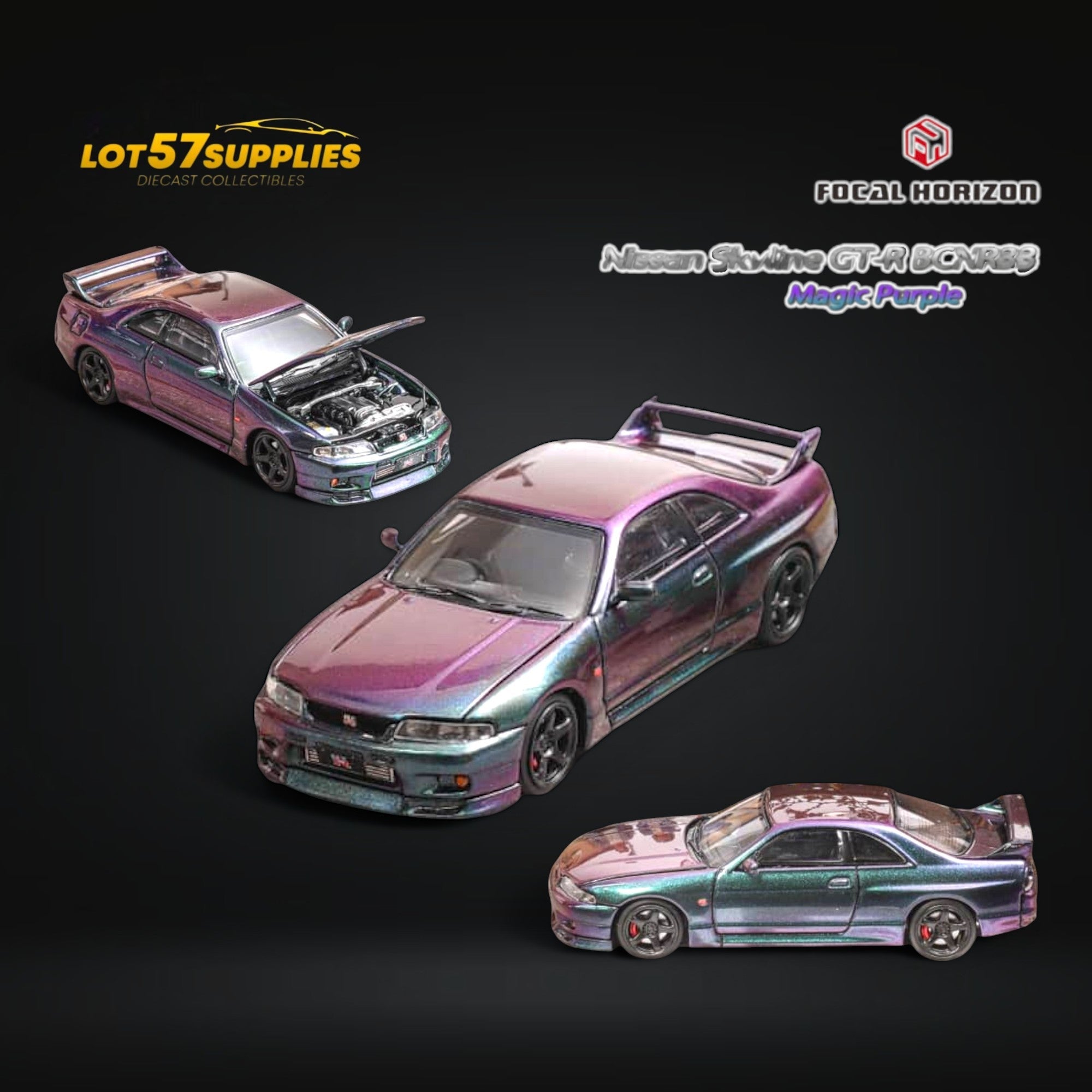 Focal Horizon Skyline GT-R R33 GT-R 4th Gen BCNR33 Magic Purple 1:64 Main image