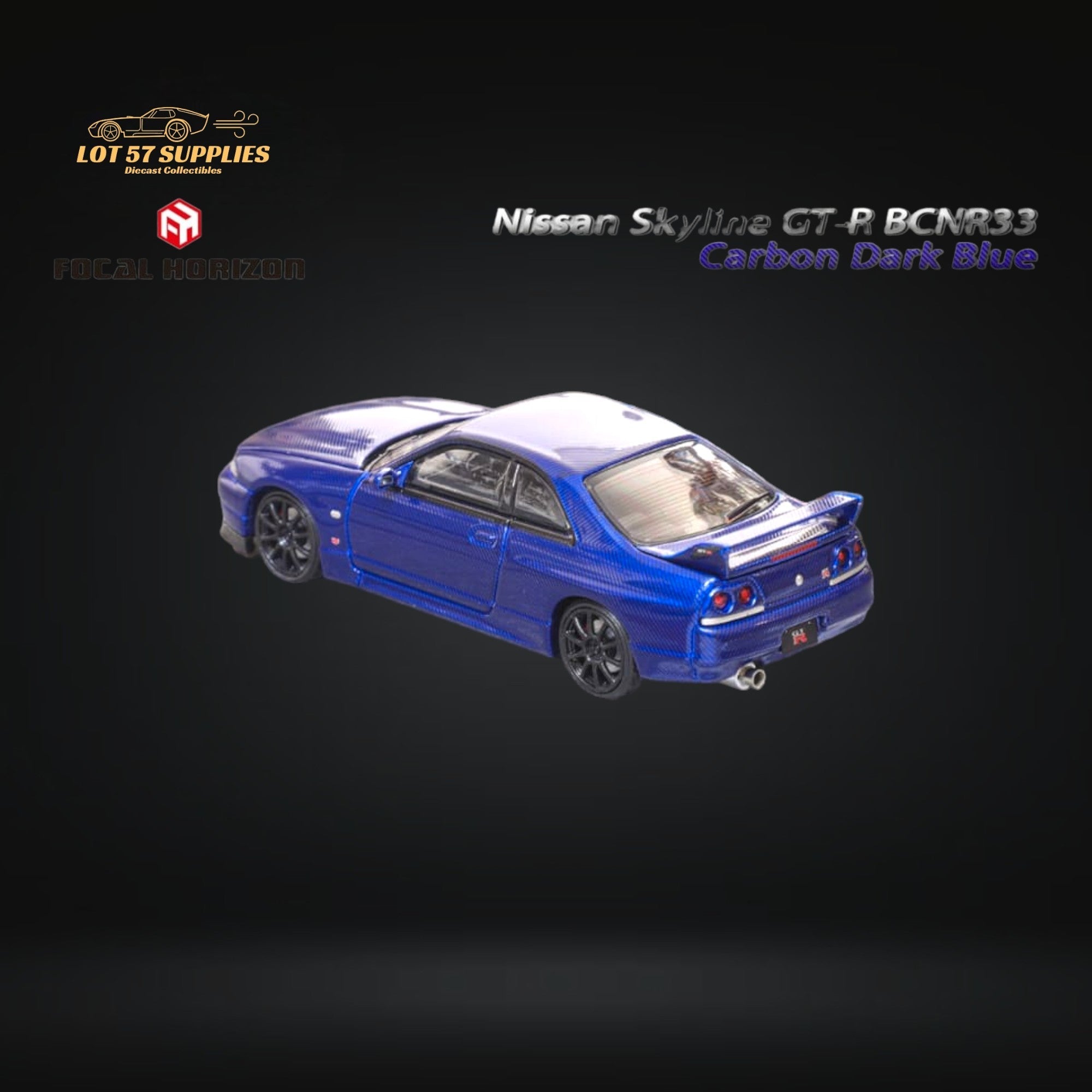 Focal Horizon Skyline GT-R R33 GT-R 4th Gen BCNR33 Full Carbon Dark blue 1:64 - Collectors World Toys