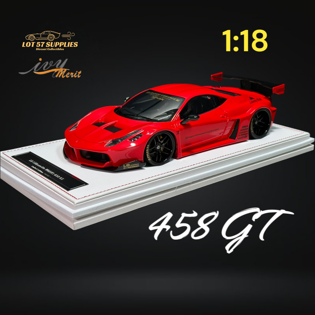 IVY MERIT 458 GT Rosso Red LBWK LB Silhouette Resin 1:18 Scale - Collectors World Toys