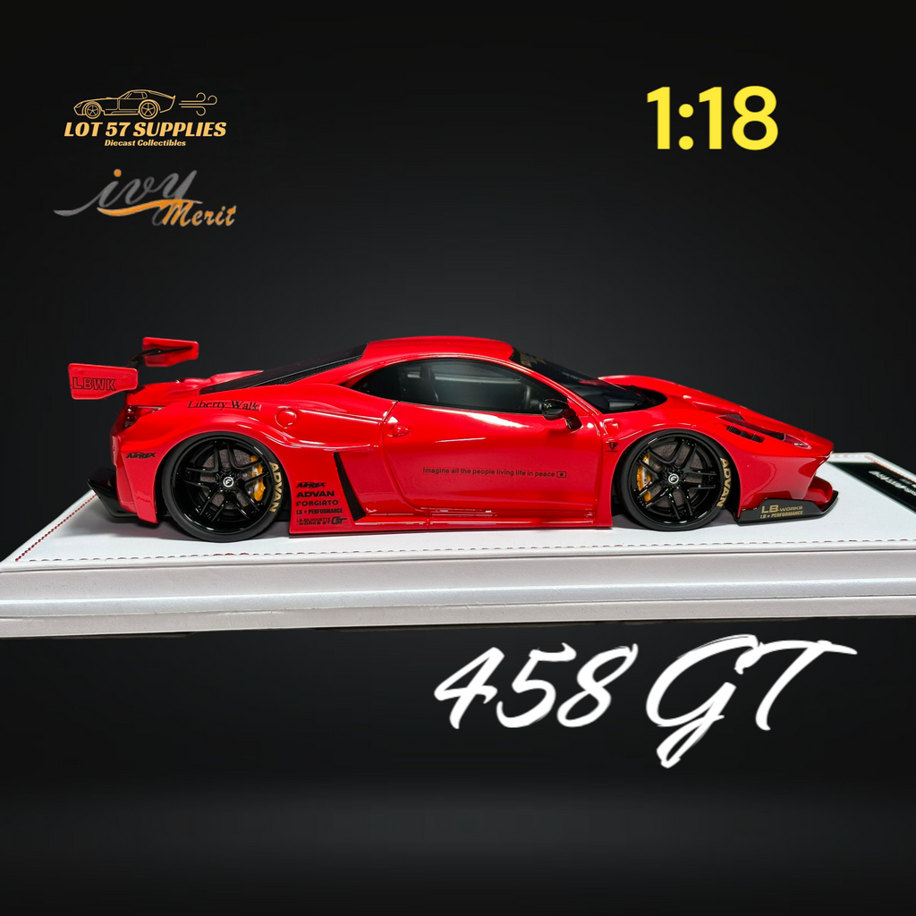 IVY MERIT 458 GT Rosso Red LBWK LB Silhouette Resin 1:18 Scale - Collectors World Toys