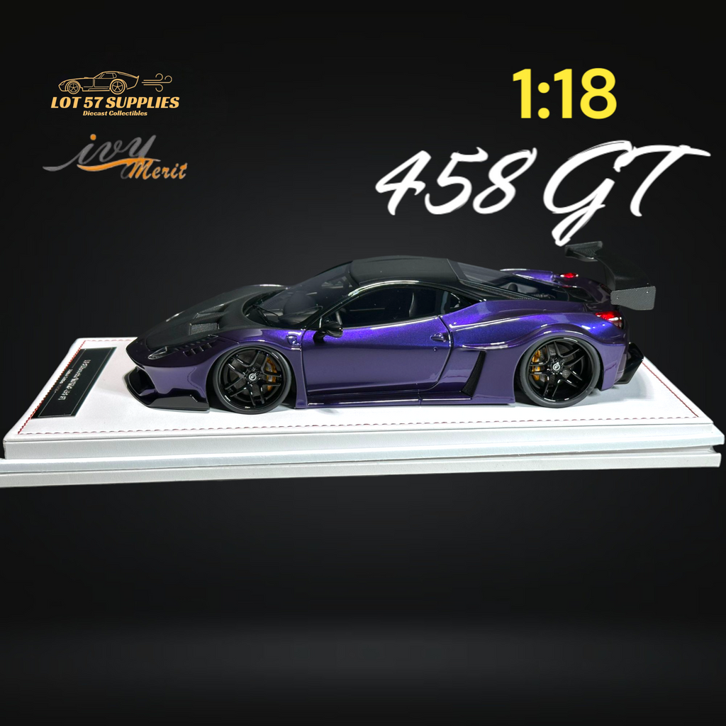 IVY MERIT 458 GT Purple LBWK LB Silhouette Resin 1:18 Scale - Collectors World Toys