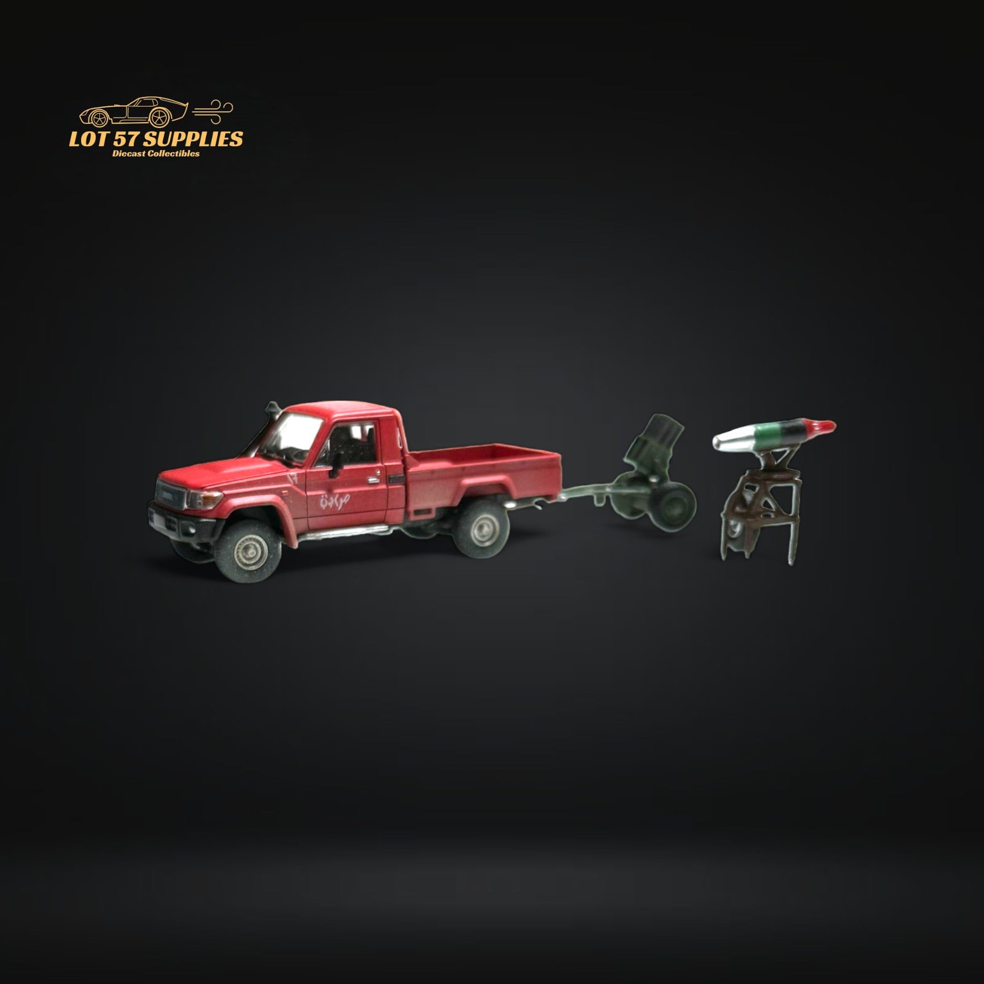 HobbyFans Toyota Land Cruiser 70 Series Red With Armor & Armor Launcher 1:64 - Collectors World Toys