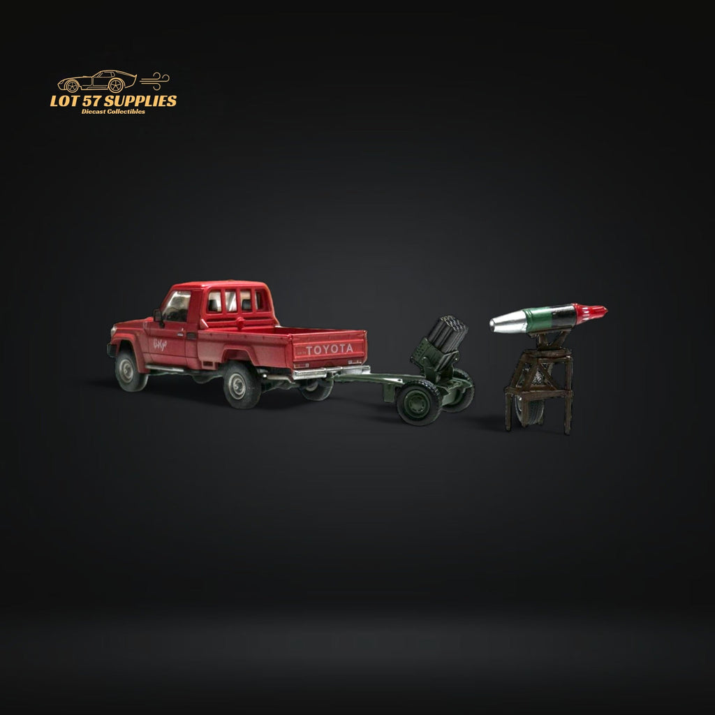 HobbyFans Toyota Land Cruiser 70 Series Red With Armor & Armor Launcher 1:64 - Collectors World Toys