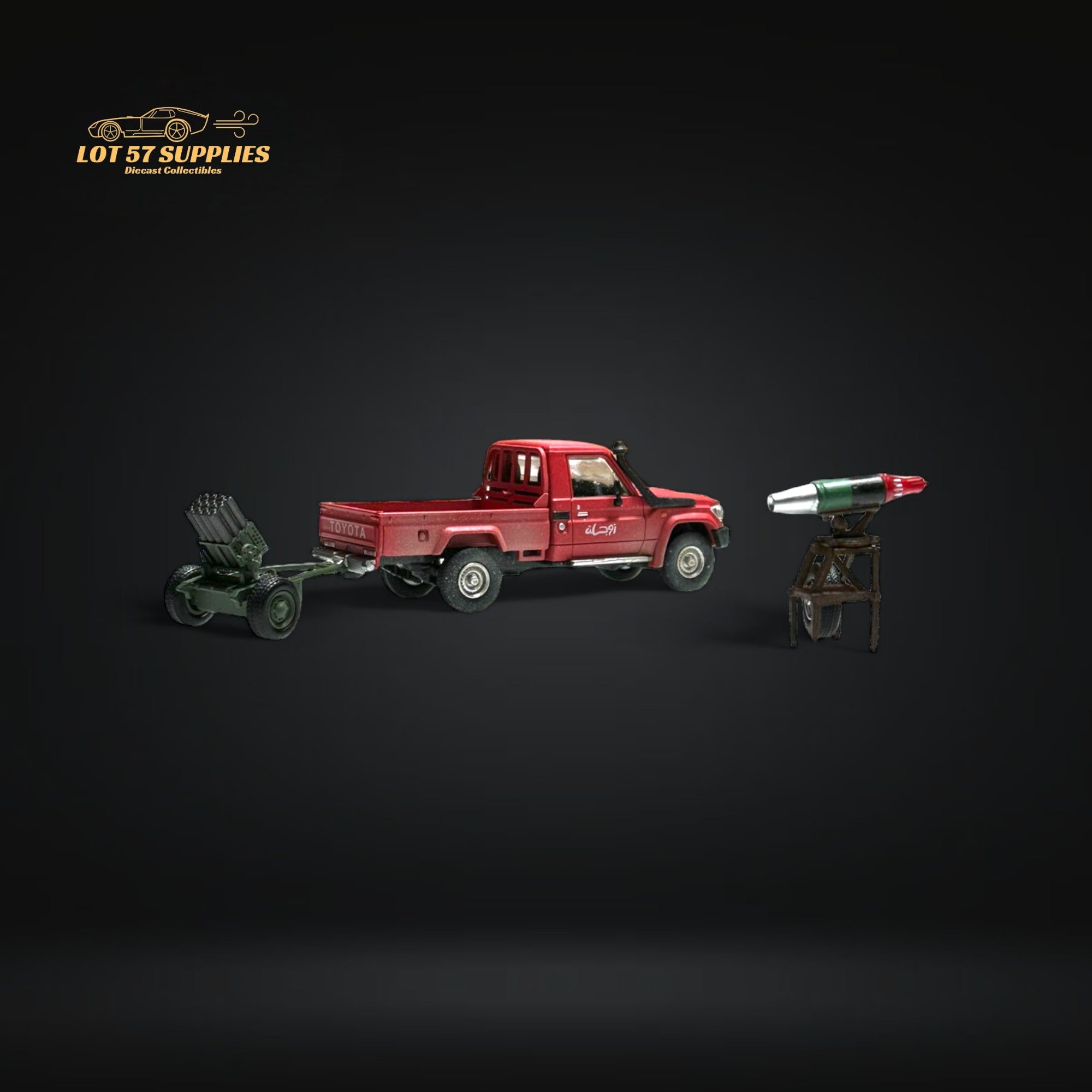 HobbyFans Toyota Land Cruiser 70 Series Red With Armor & Armor Launcher 1:64 - Collectors World Toys