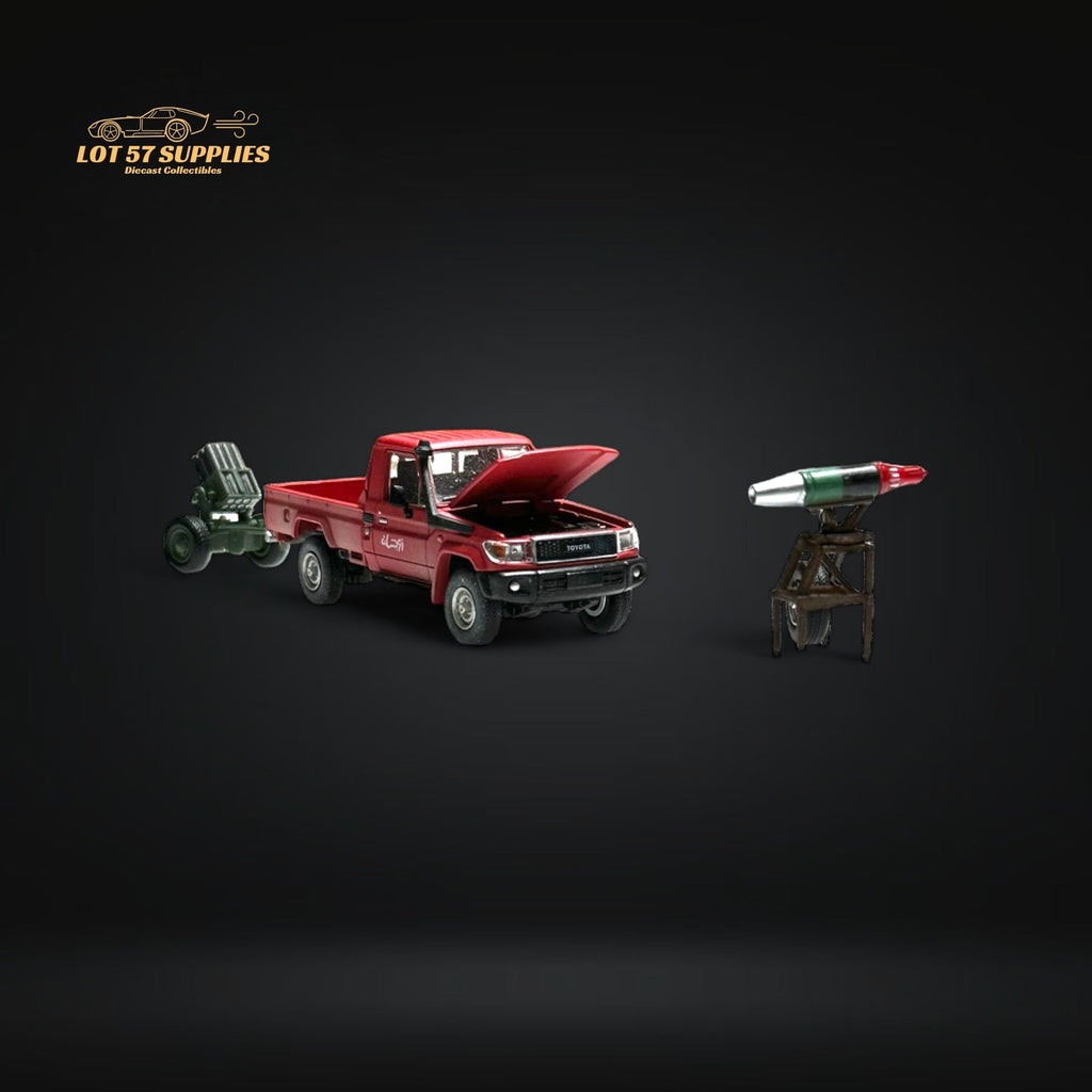 HobbyFans Toyota Land Cruiser 70 Series Red With Armor & Armor Launcher 1:64 - Collectors World Toys