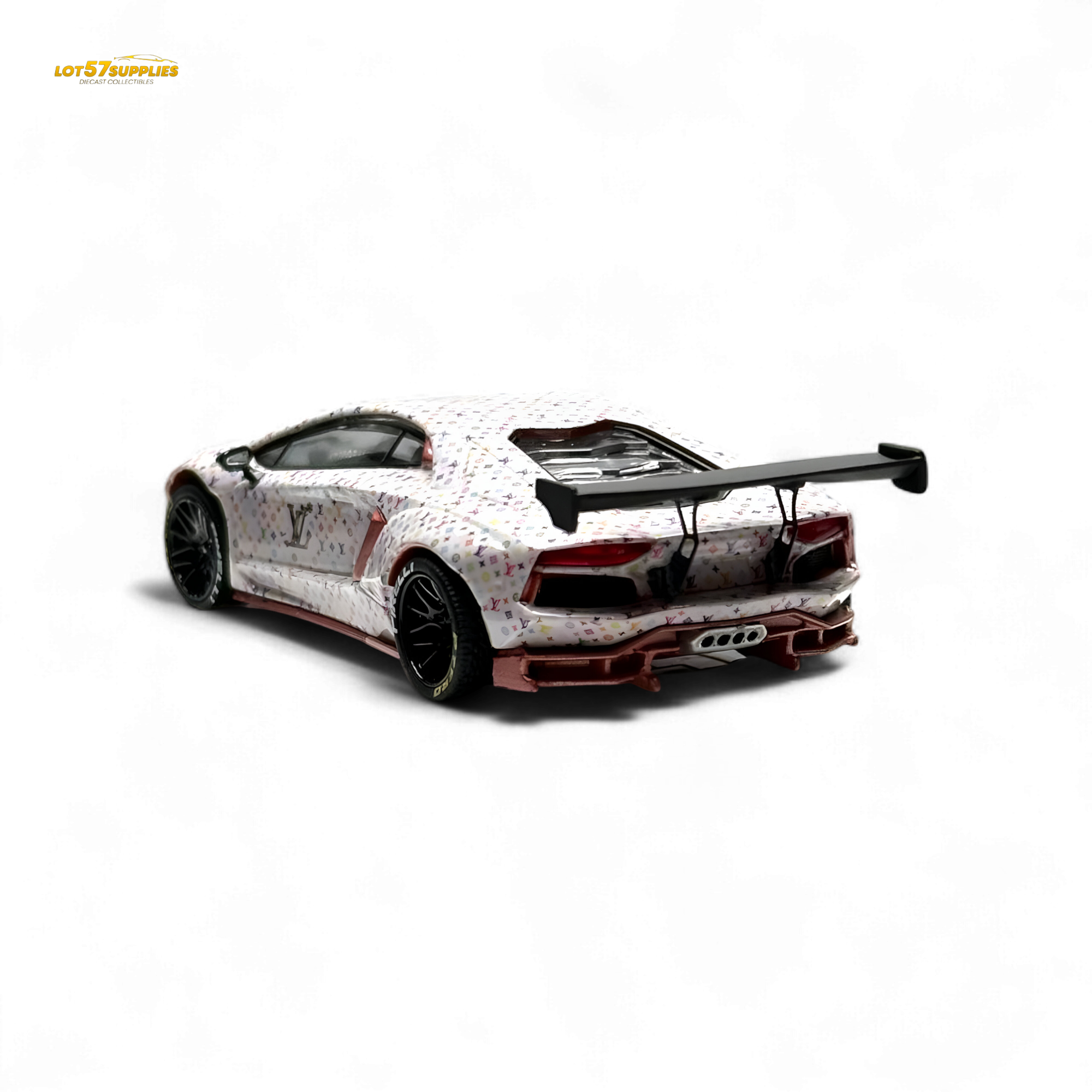 King Model Lamborghini Aventador LP700-4 LB 1.0 White LV Livery 1:64